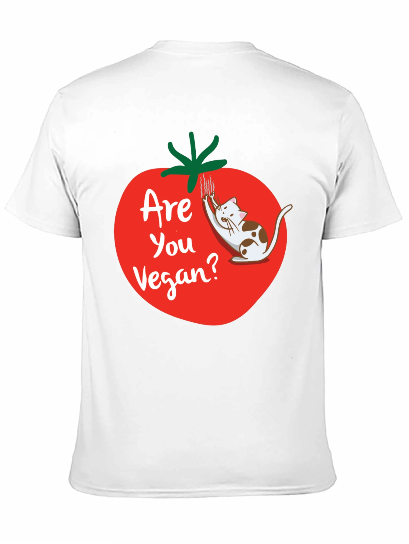 Black Funny Vegan T-Shirt - Cat and Tomato Design view 11