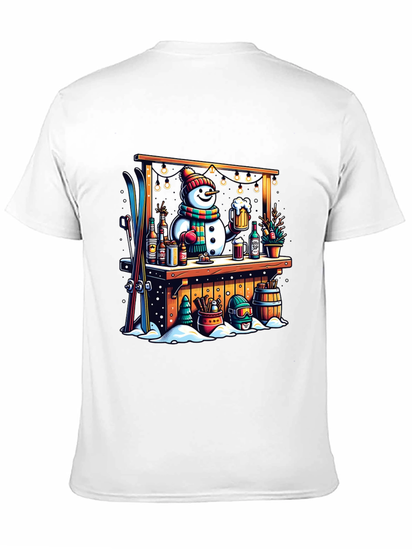 Black Snowman Bar Winter T-Shirt view 11