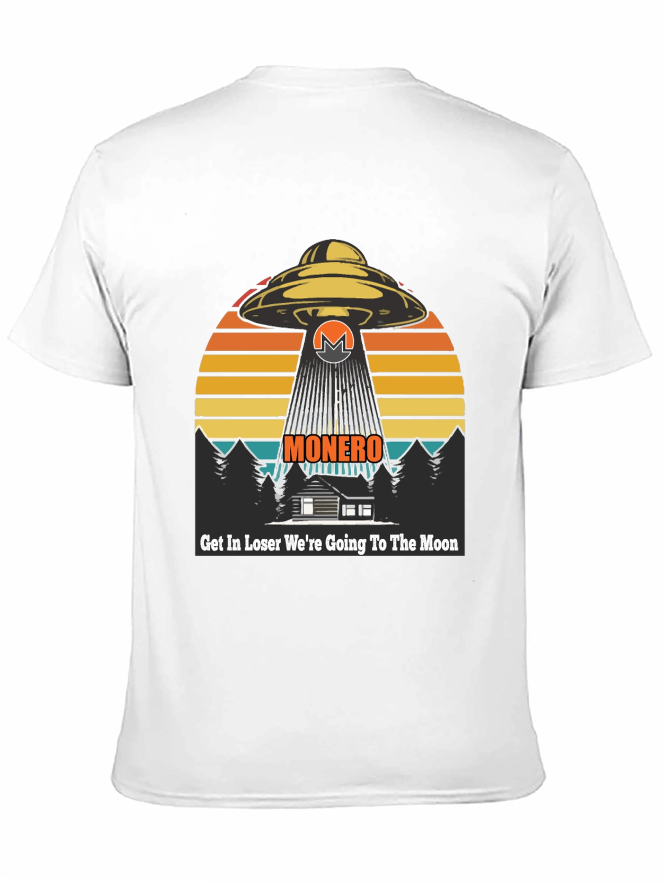 Black Monero UFO Abduction T-Shirt - Crypto to the Moon! view 11