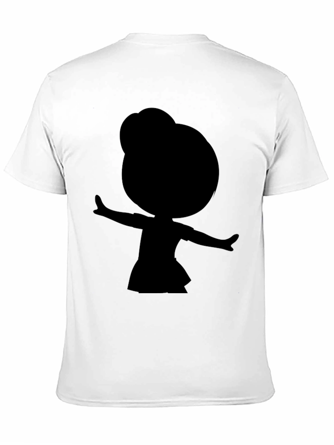Black Silhouette Cartoon Girl Black T-Shirt view 11