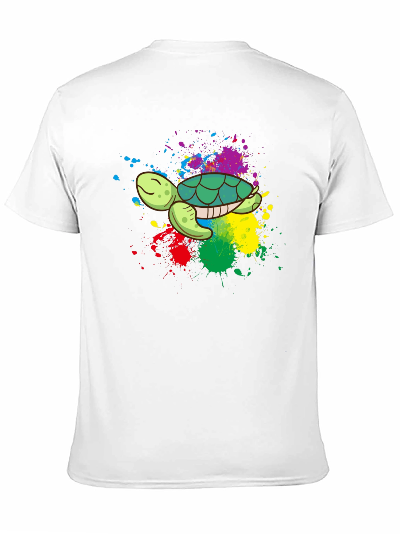 Black Colorful Turtle Graphic Tee - Black Cotton Blend view 11