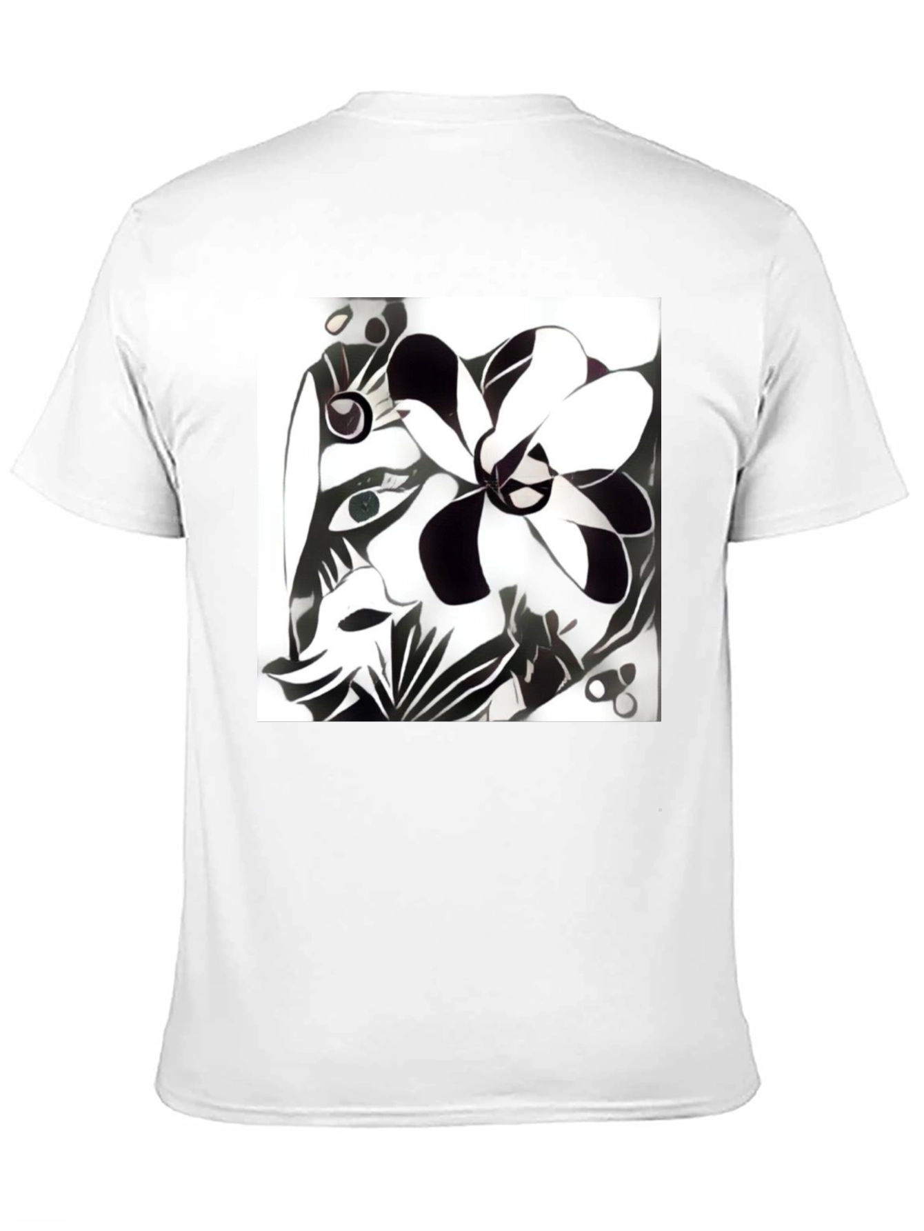 Black Abstract Floral Graphic Tee - Unisex Cotton Blend view 11