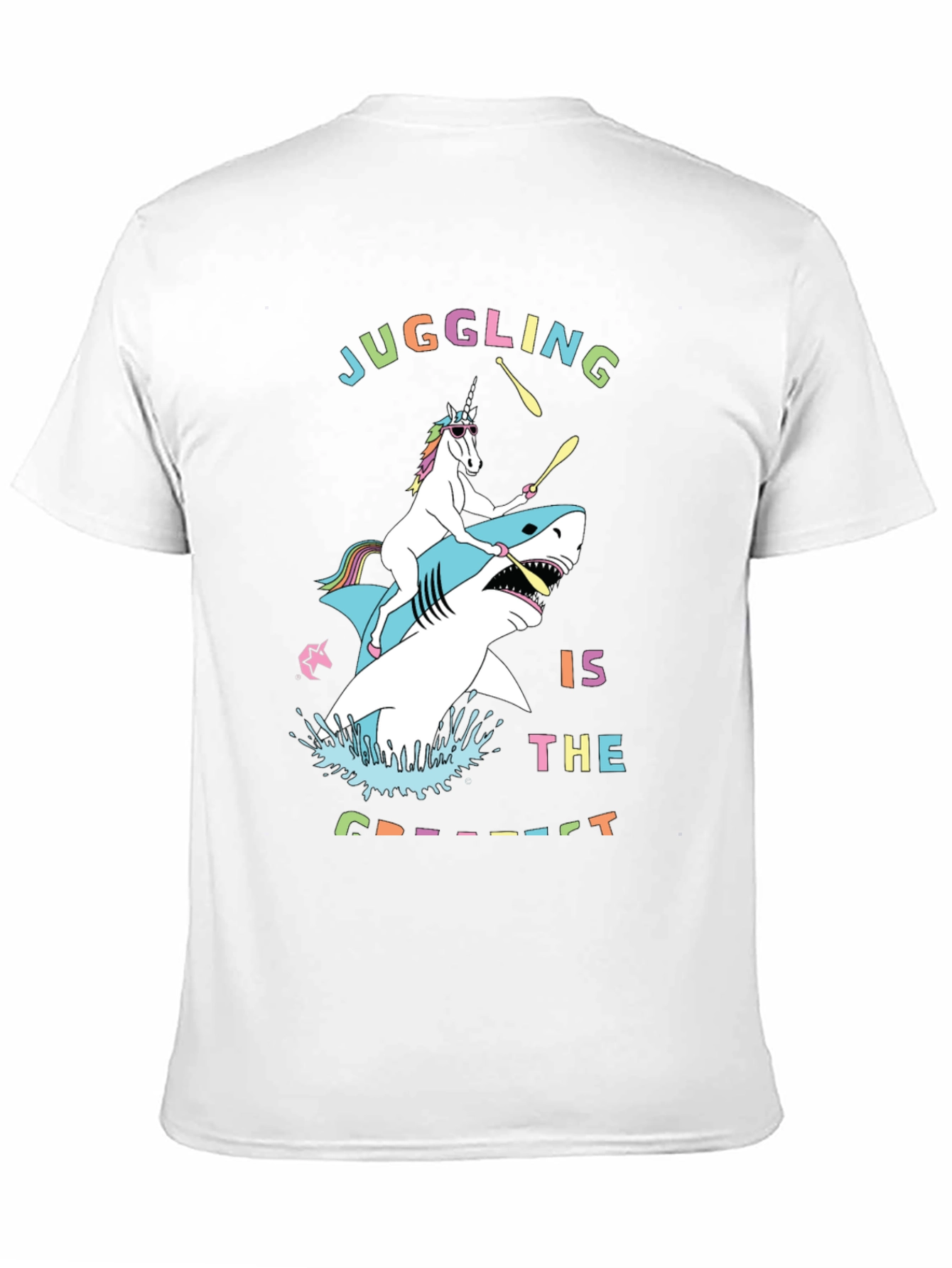 Black Juggling Unicorn Shark Graphic Tee view 11