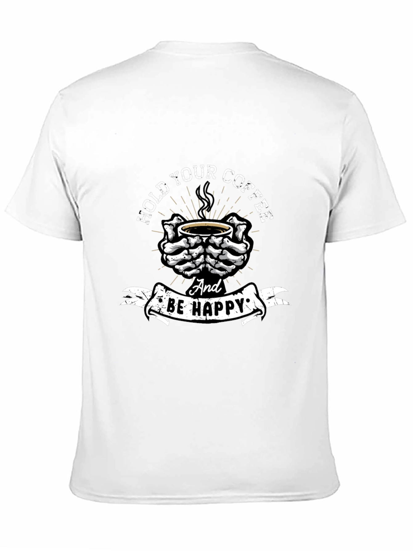 Black Hold Your Coffee T-Shirt - Skeleton Hands Graphic Tee view 11