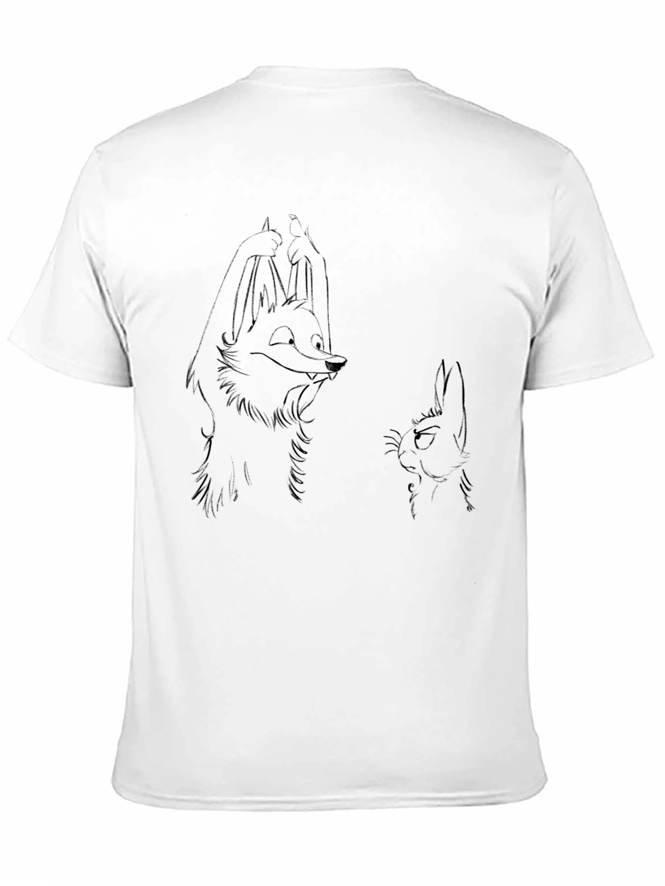 Black Cartoon Fox & Rabbit Black T-Shirt view 11