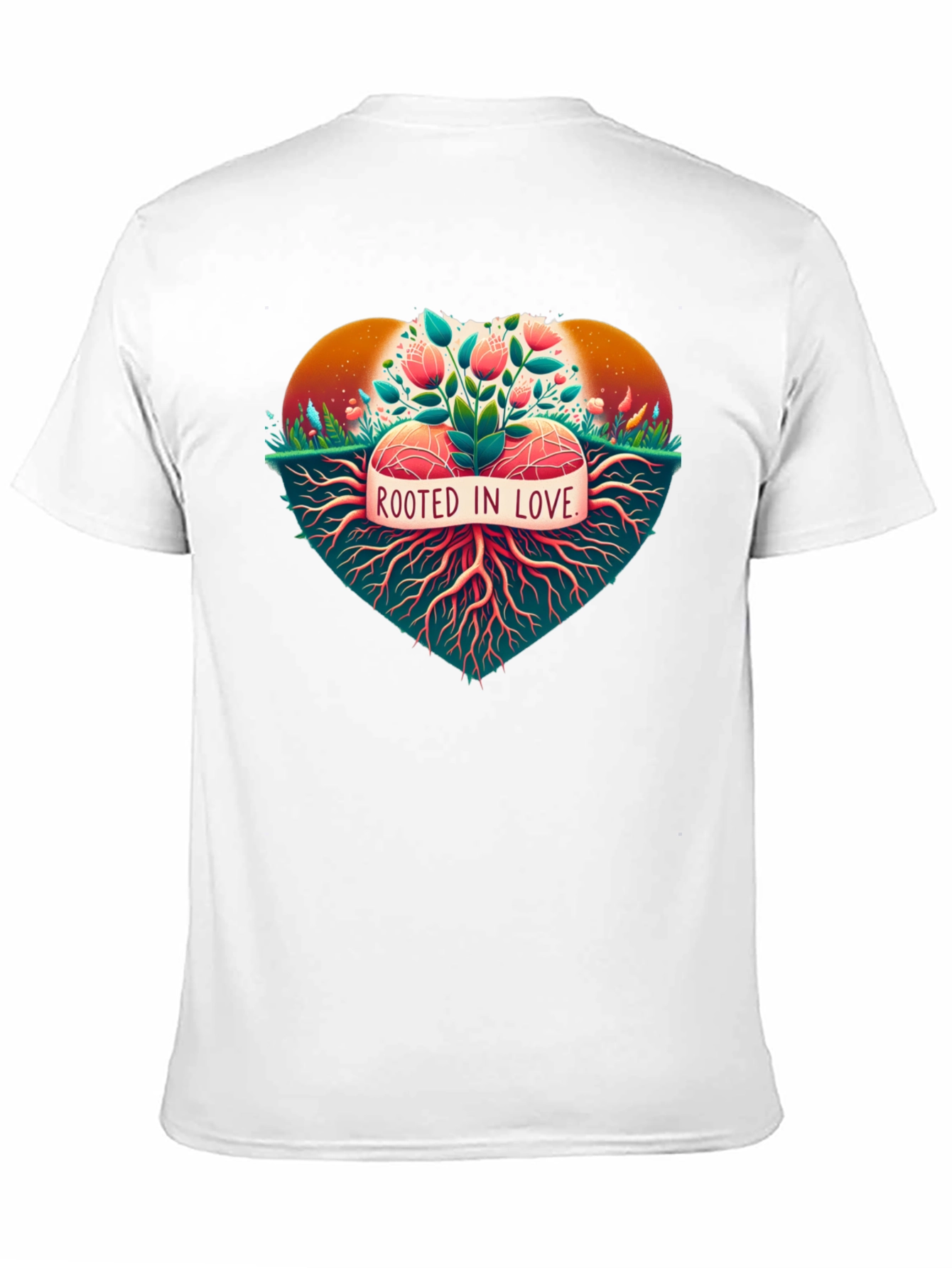Black Rooted in Love Graphic Tee - Nature Heart Design view 11