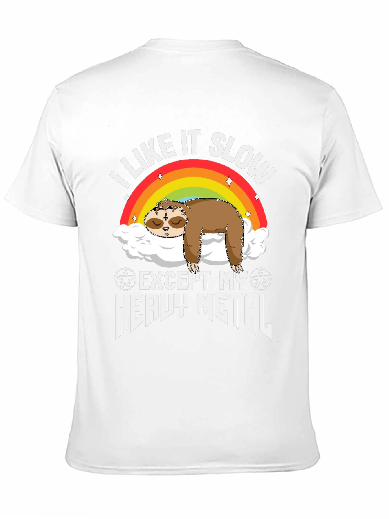 Black I Like It Slow Except My Heavy Metal Sloth T-Shirt view 11