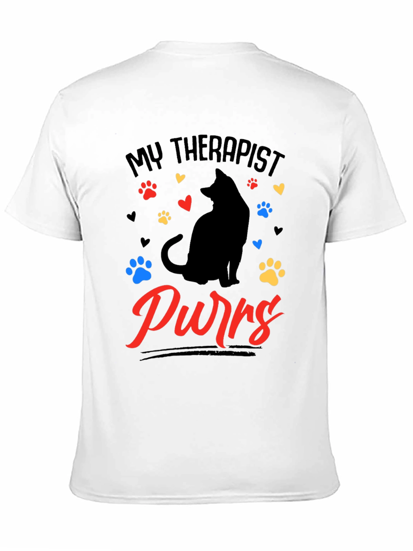 My Therapist Purrs Cat Lover Black T-Shirt - 11