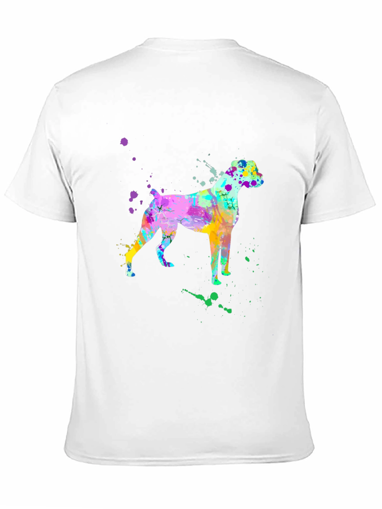 Black Watercolor Boxer Dog Graphic Tee - Trendy Men's Shirt view 11