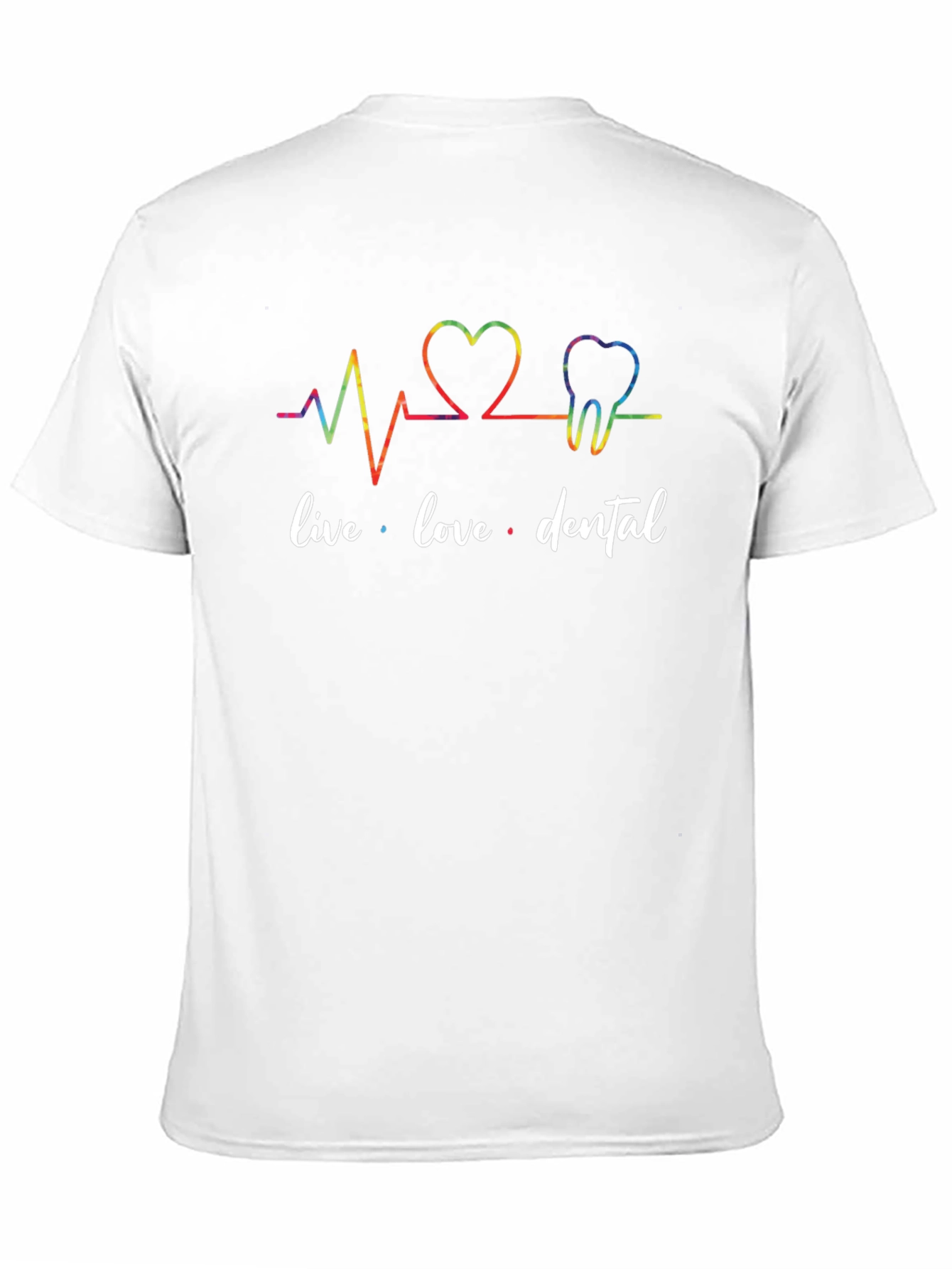 Black Live Love Dental T-Shirt Rainbow Dentist Heartbeat view 11