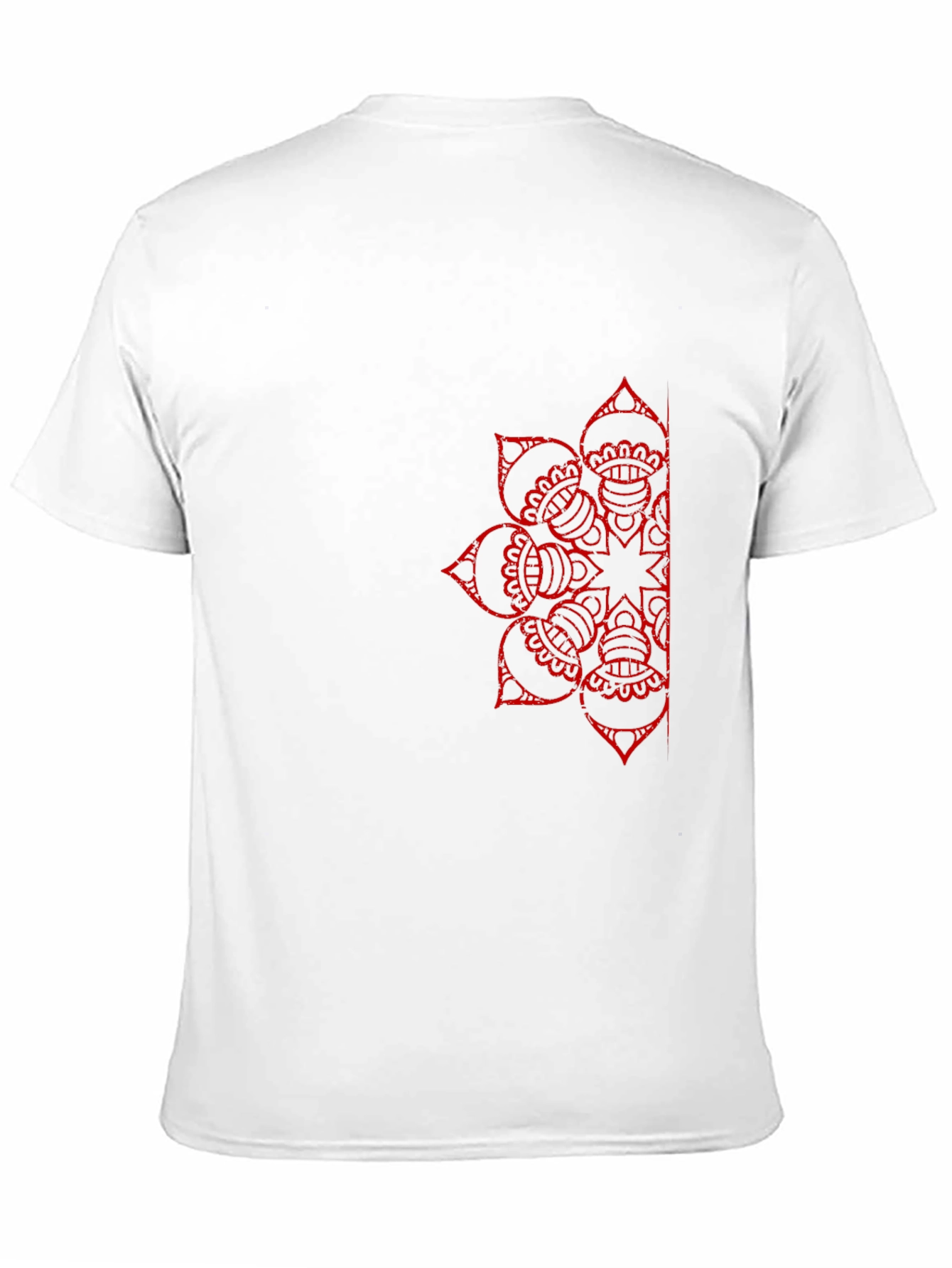 Black T-Shirt with Red Mandala Design - 11