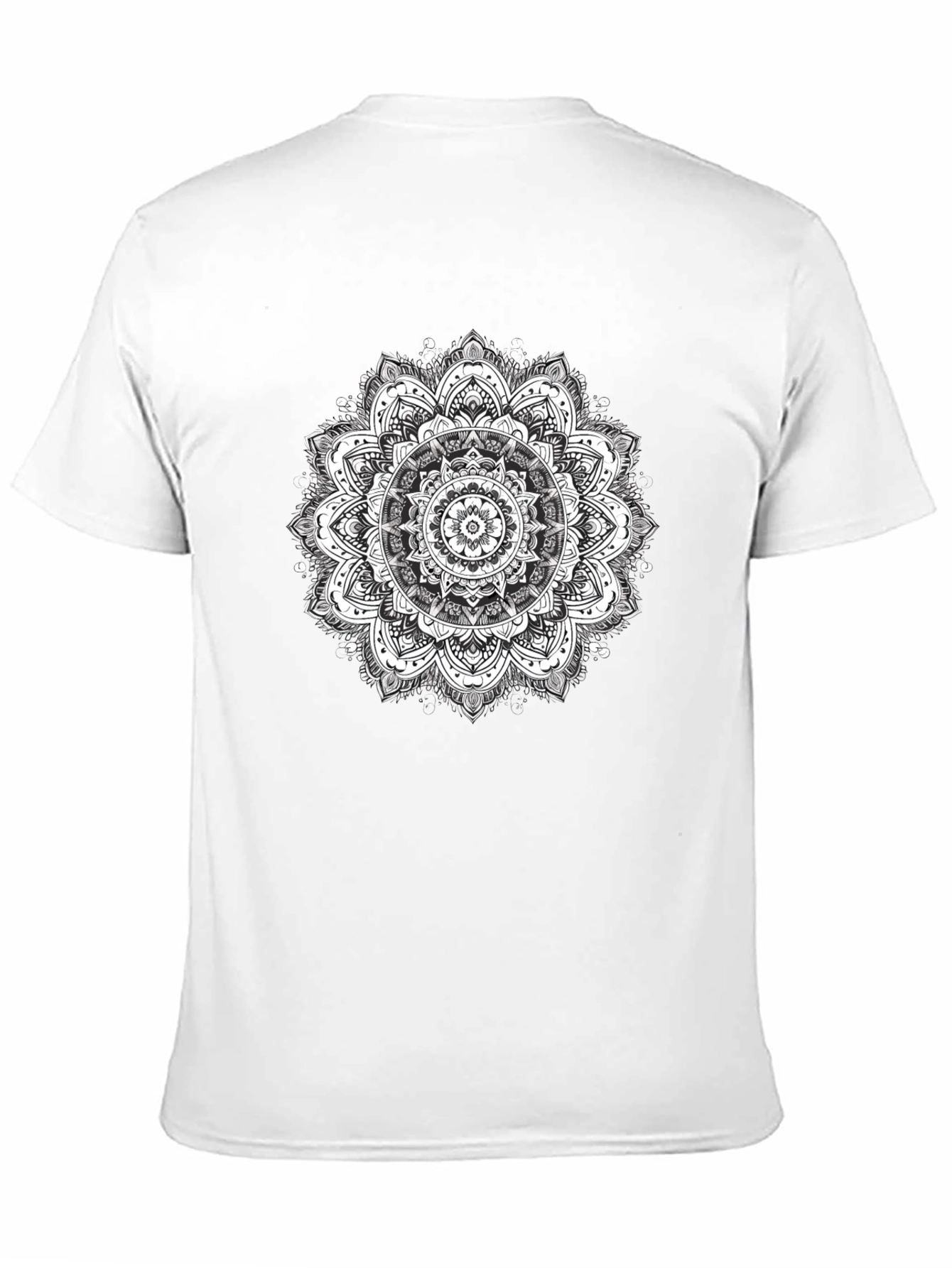 Black Men's Black T-Shirt with Mandala Print view 11
