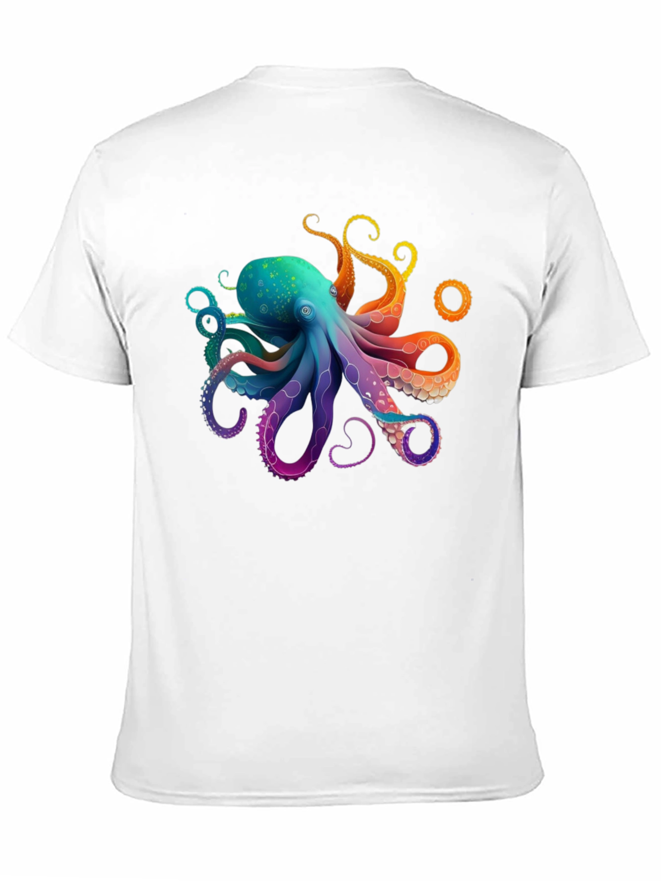 Black Rainbow Octopus Graphic T-Shirt - Black Cotton Blend view 11