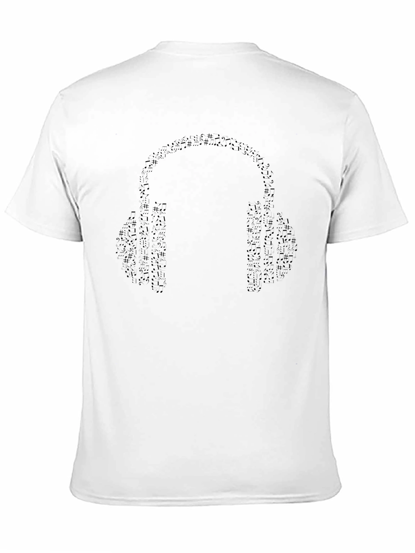 Black Music Note Headphones Black T-Shirt view 11