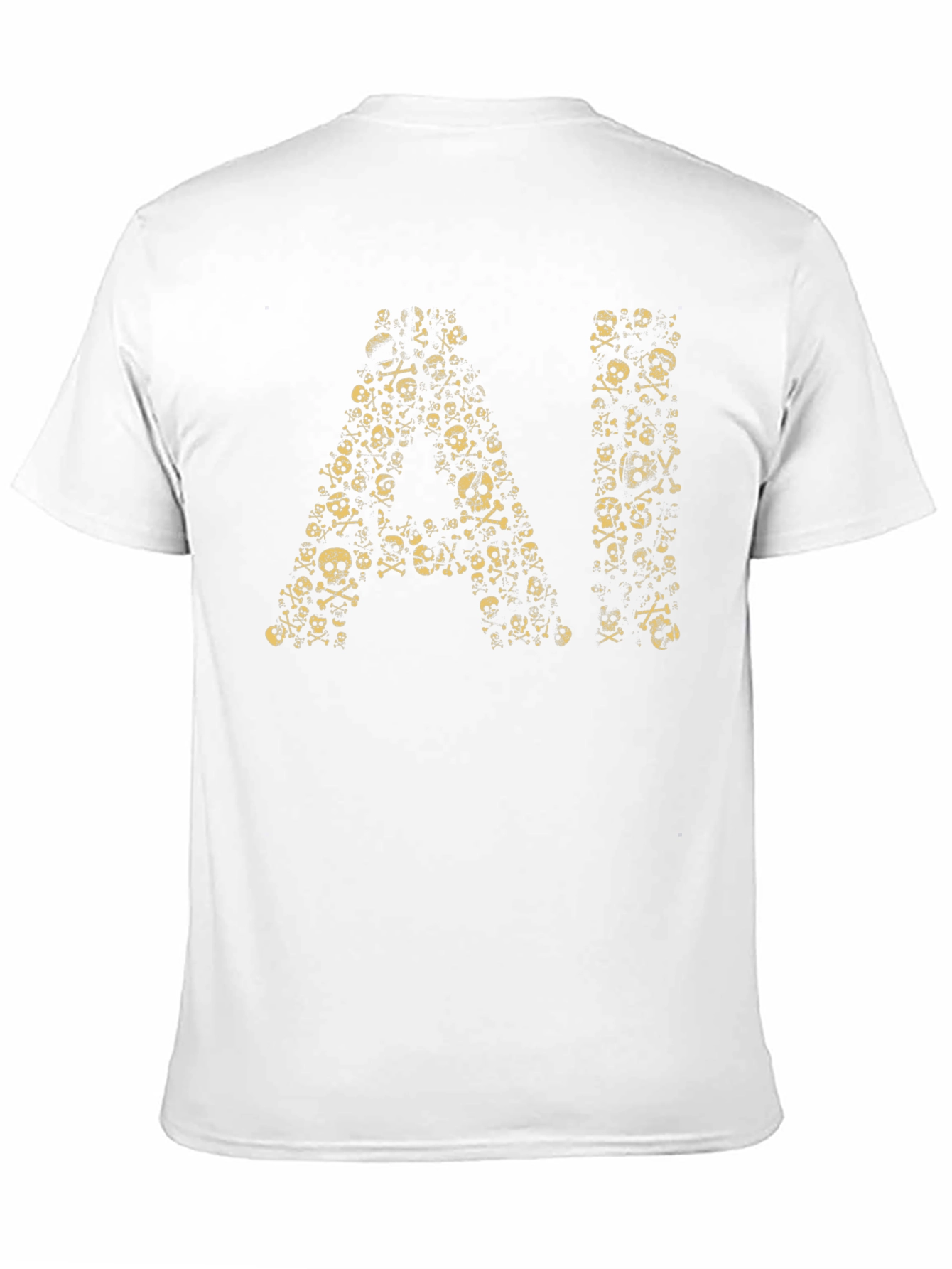 Black AI Skull Graphic T-Shirt - Black Cotton Blend view 11