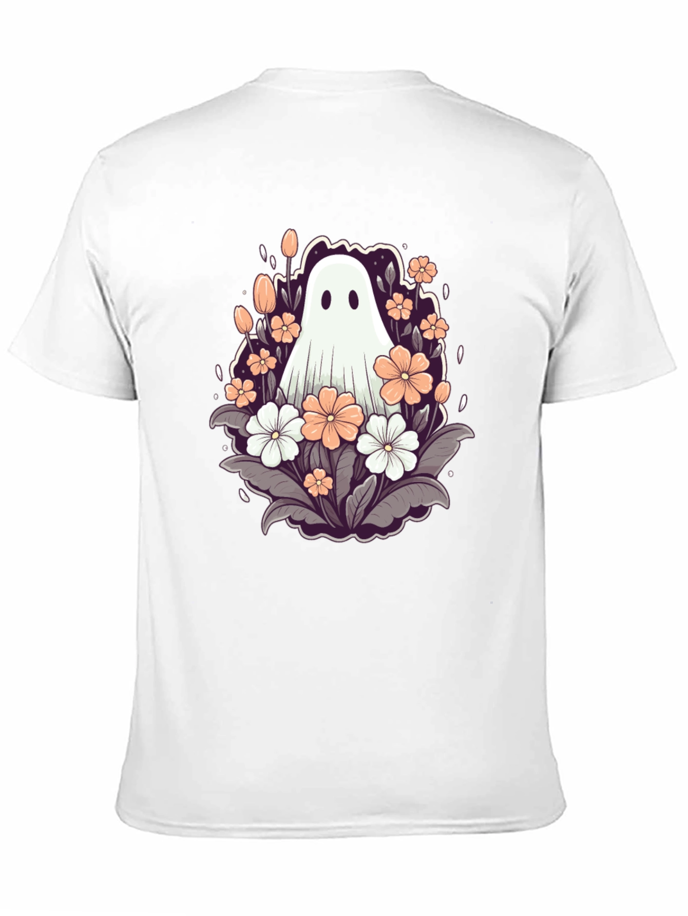Black Floral Ghost Graphic Tee - Spooky Season Style view 11