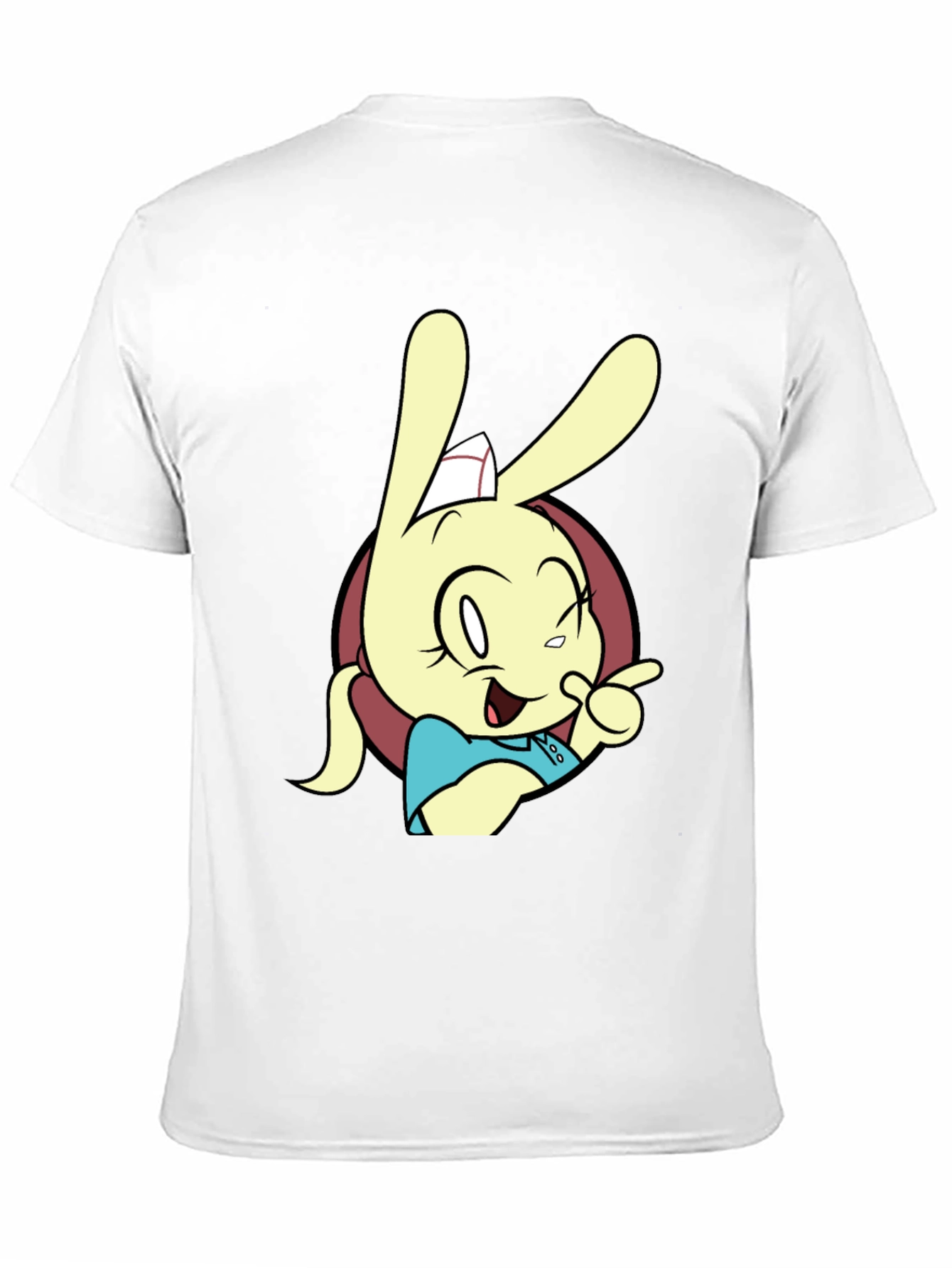 Black Cartoon Rabbit Graphic T-Shirt - Black view 11
