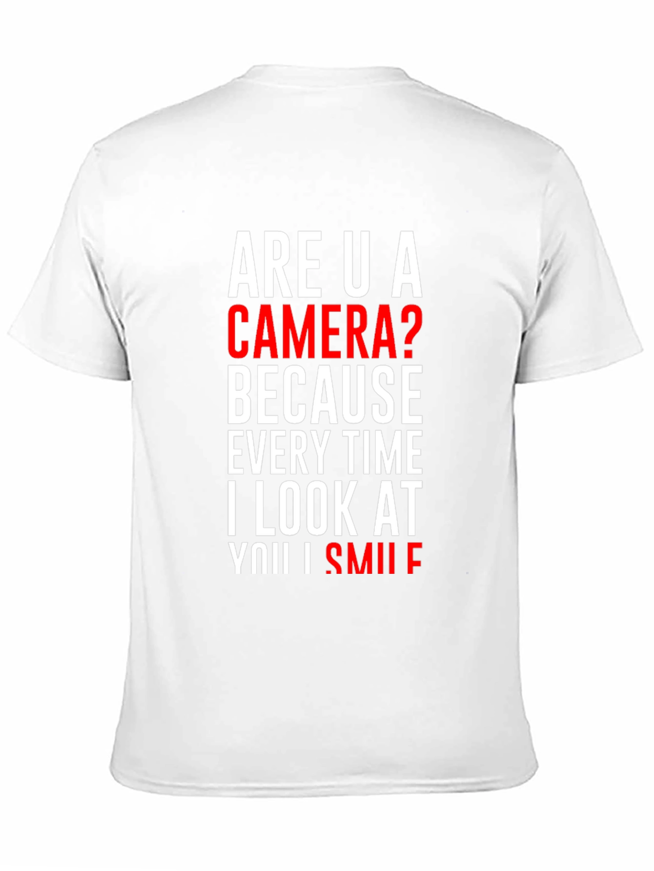 Black Camera Smile T-Shirt: Humorous Pick Up Line Tee view 11