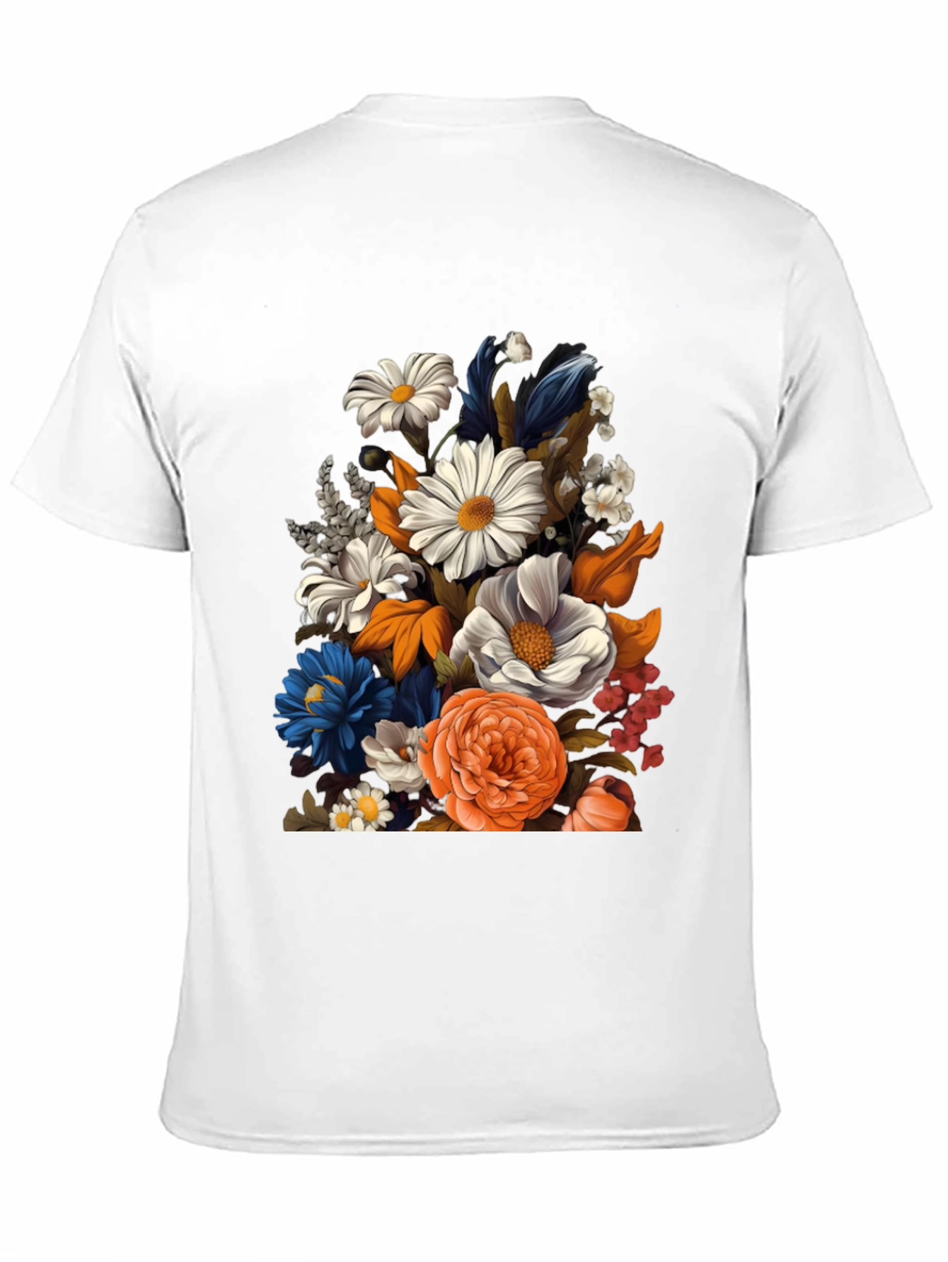 Black Floral Print Black T-Shirt for Men view 11