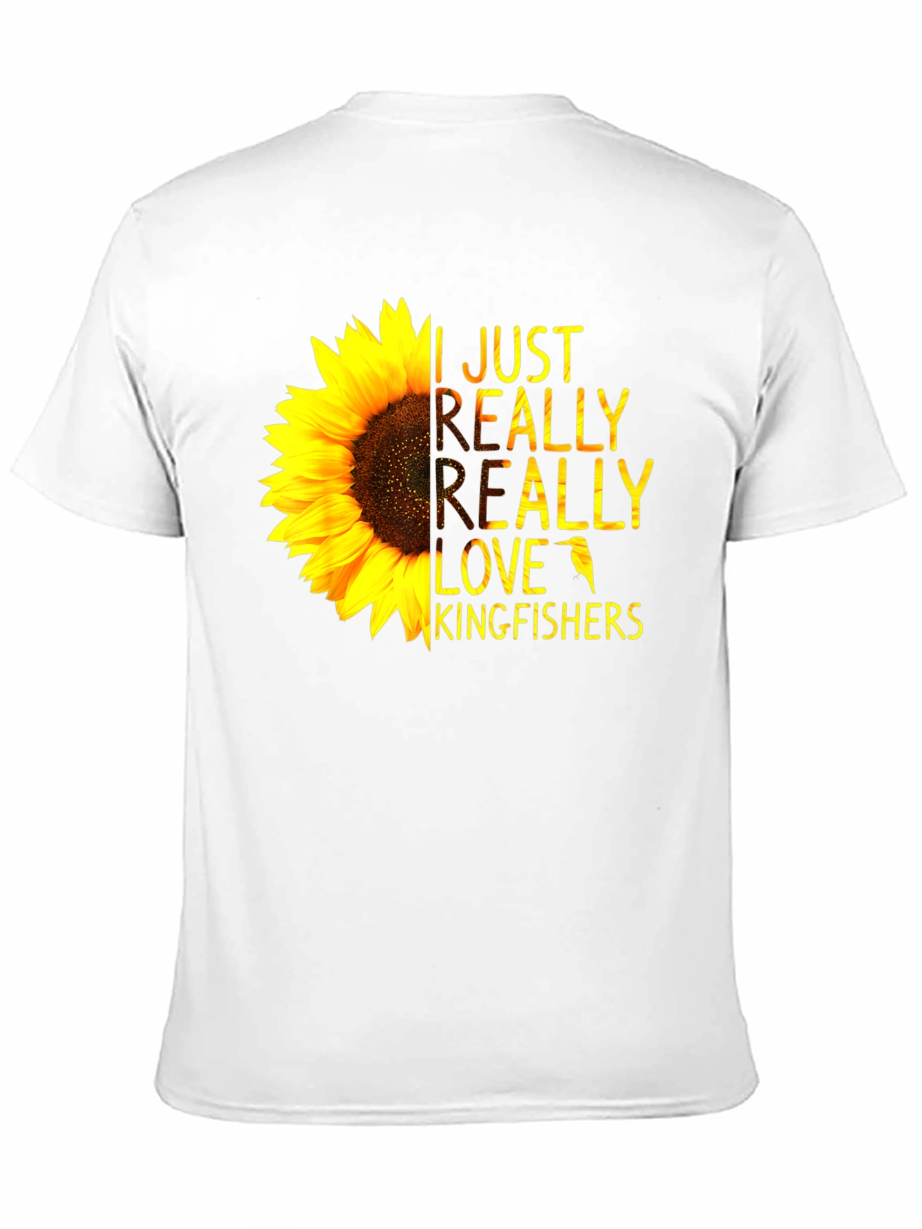 Black Sunflower Kingfisher T-Shirt - Floral Bird Lover Tee view 11