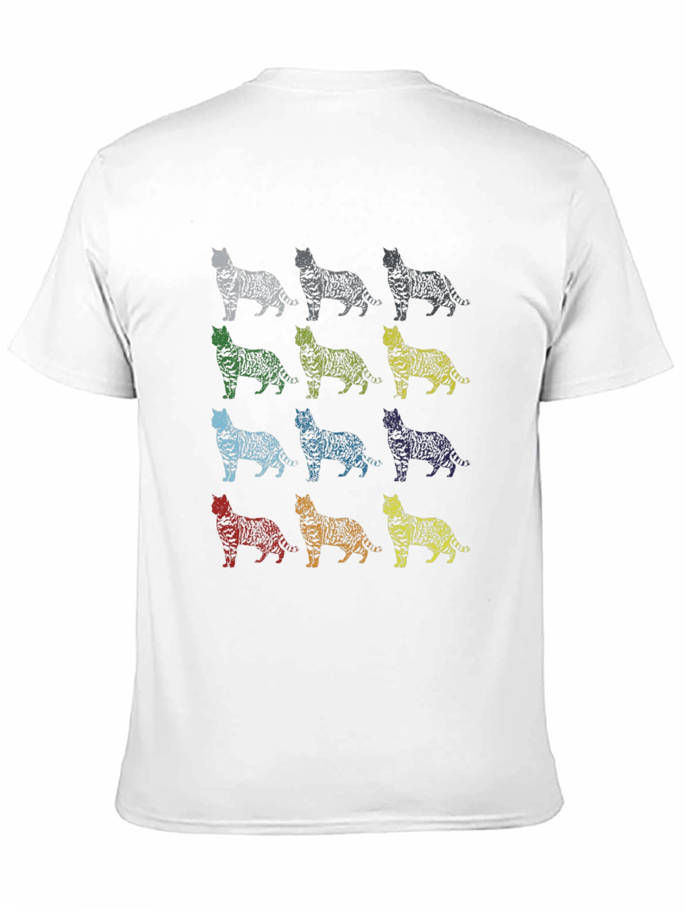 Black Colorful Cat Print T-Shirt - Fun & Unique Design view 11