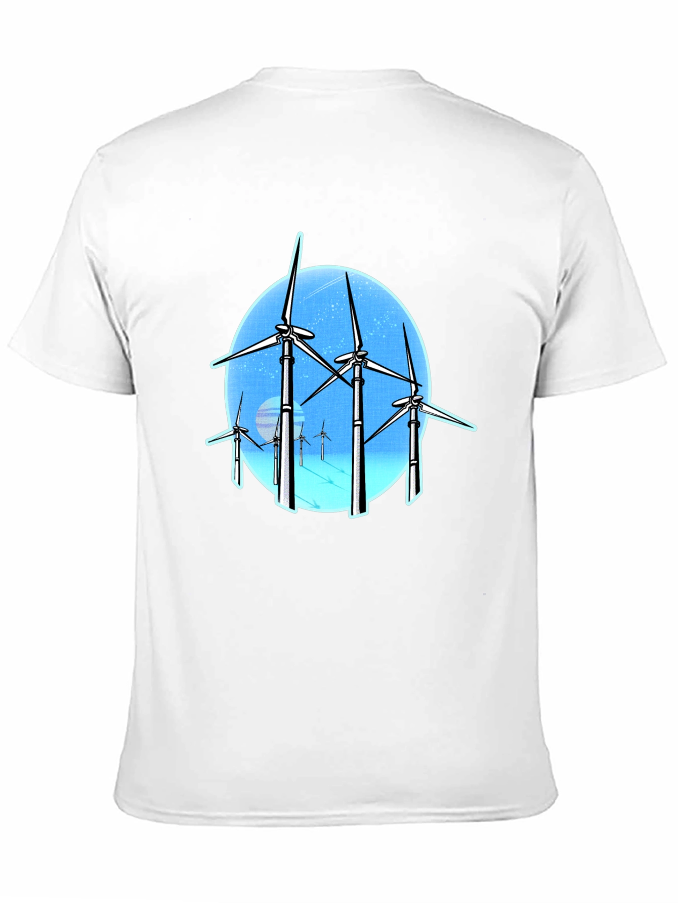Black Wind Turbine Graphic Tee - Black Cotton Blend view 11