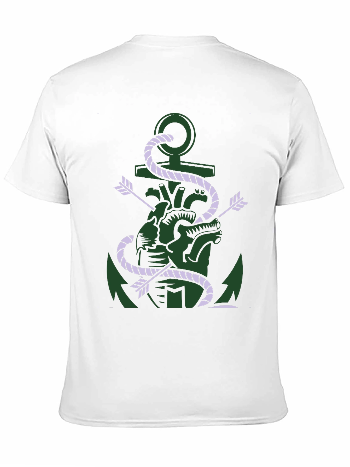 Black Anchor & Heart Graphic T-Shirt - Unique Design view 11