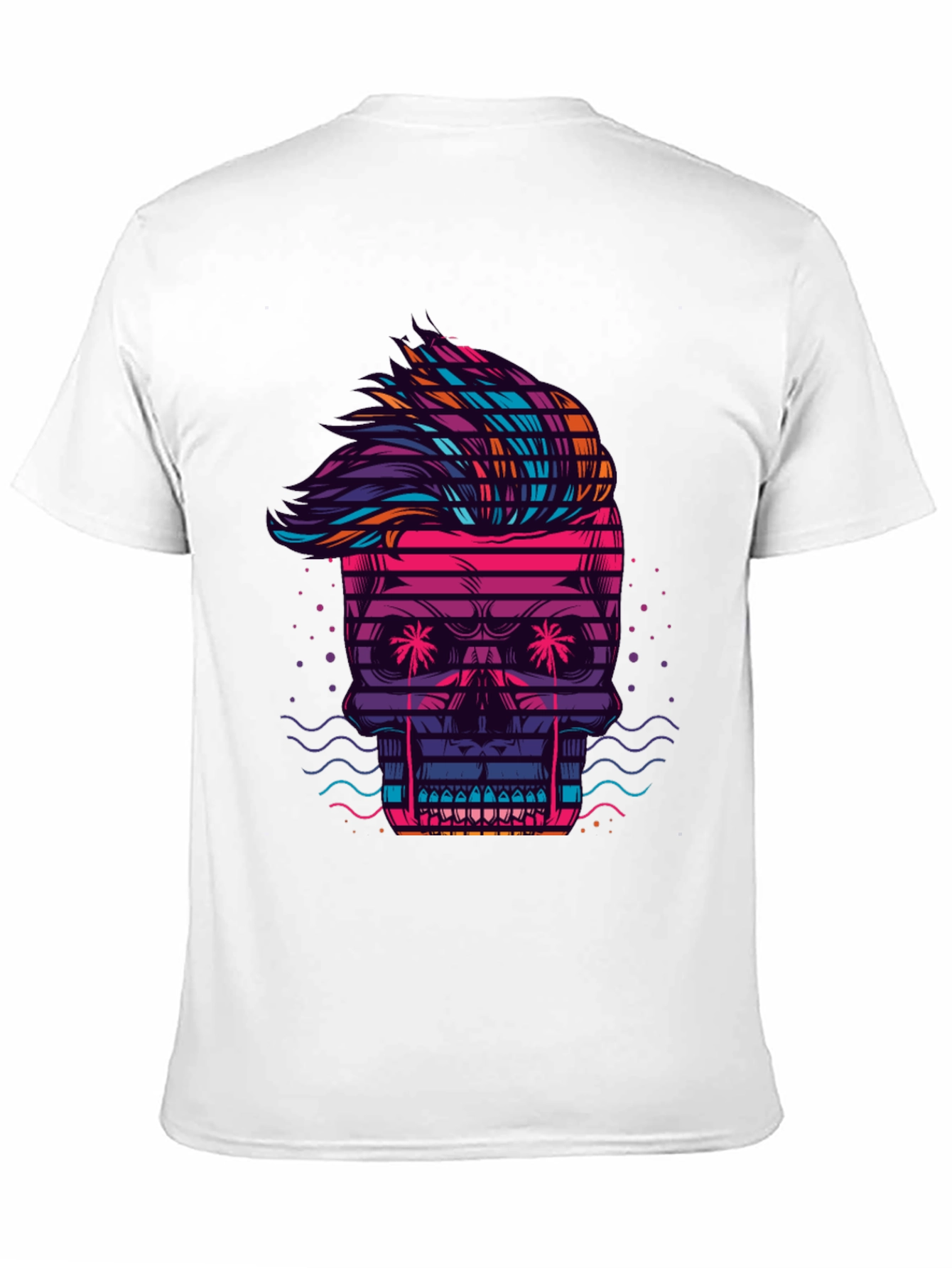 Black Neon Skull Graphic Tee - Retro Wave Style view 11