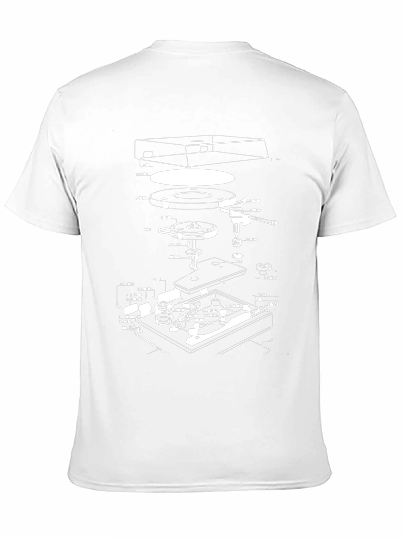 Black Retro Turntable Schematic Graphic T-Shirt view 11
