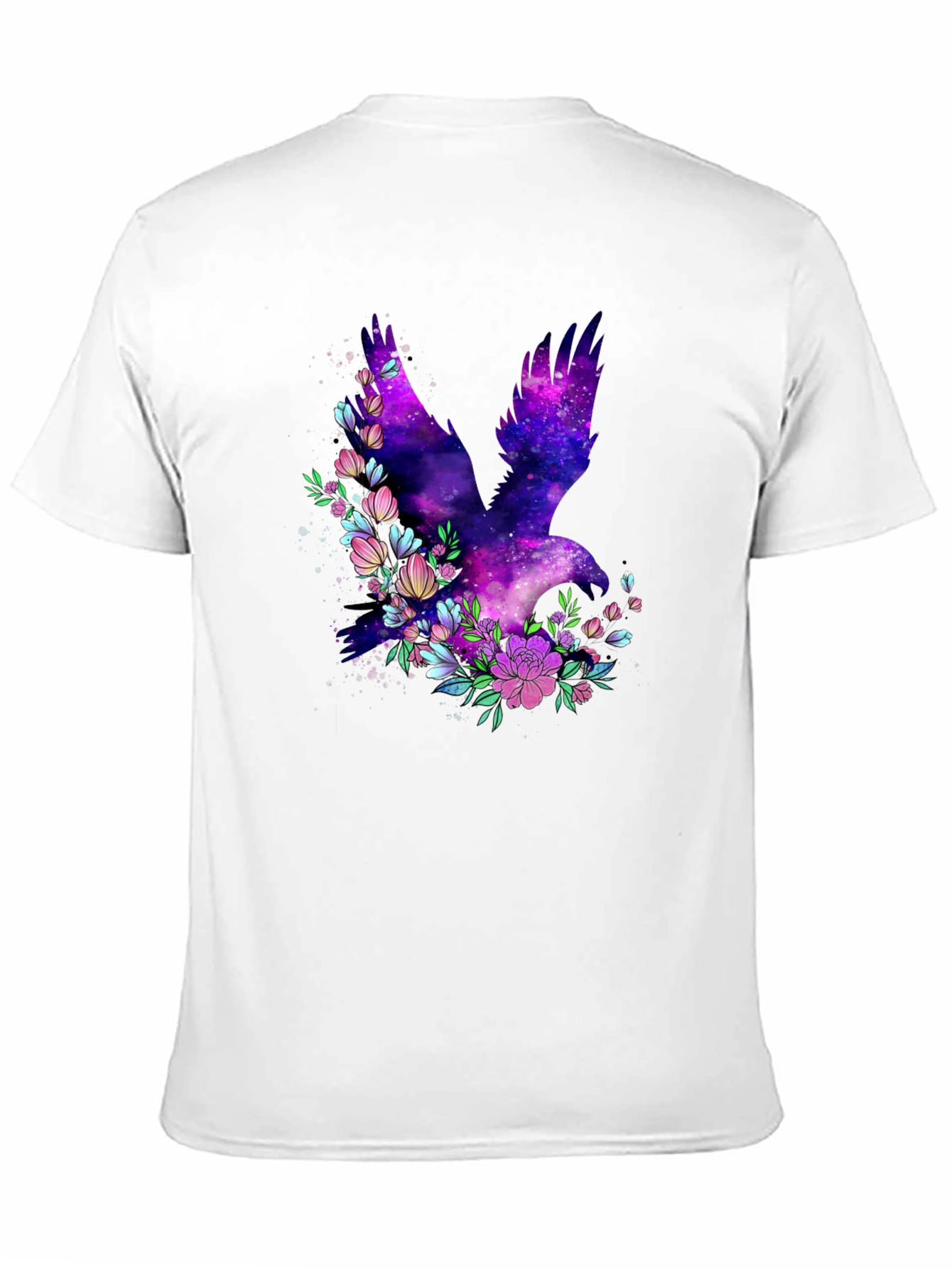Black Galaxy Bird Floral Graphic T-Shirt view 11
