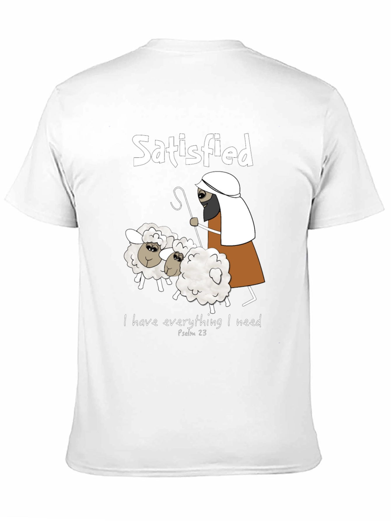 Black Satisfied Shepherd & Sheep T-Shirt, Psalm 23 view 11