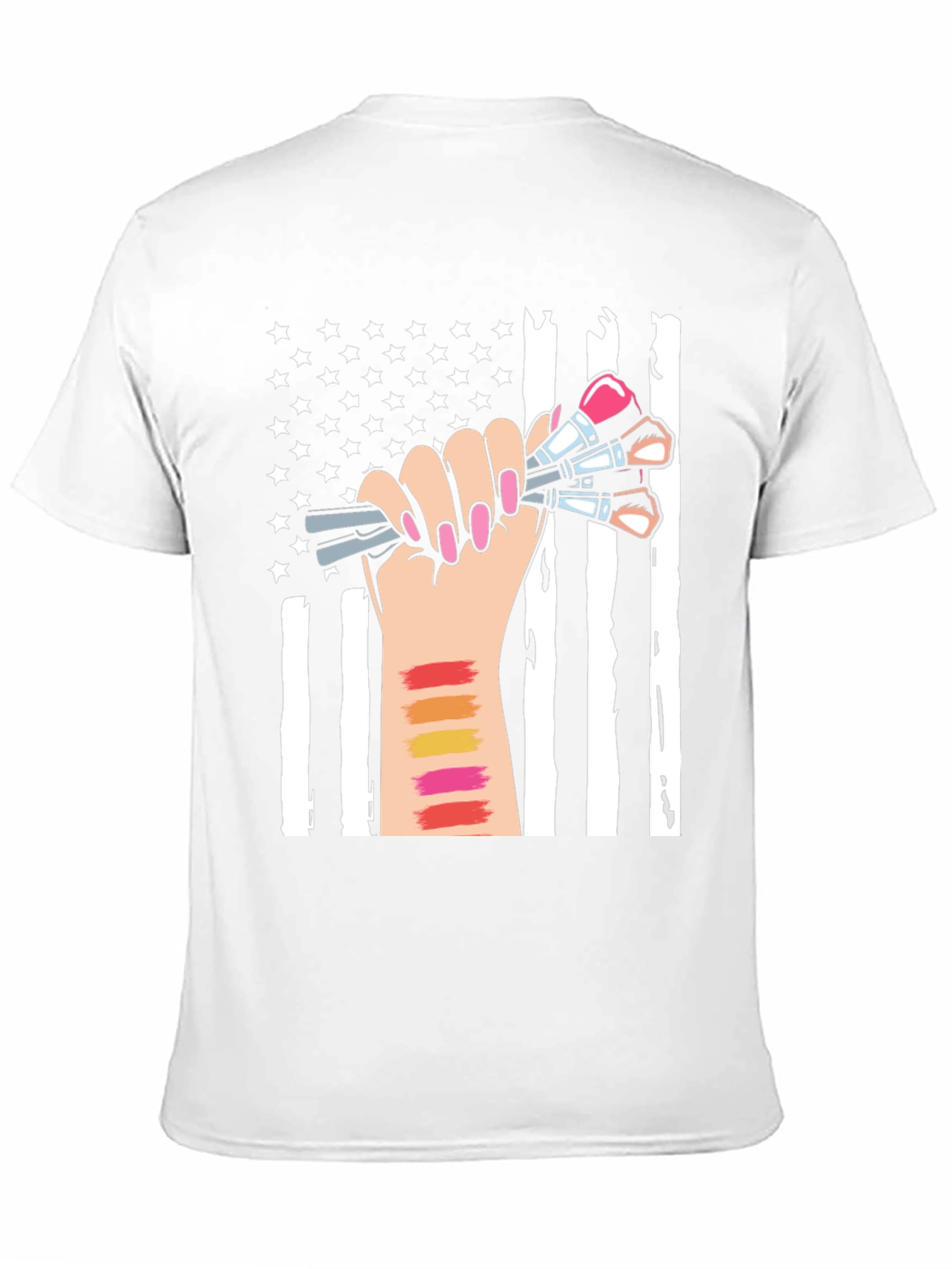 Black Makeup Artist American Flag T-Shirt view 11