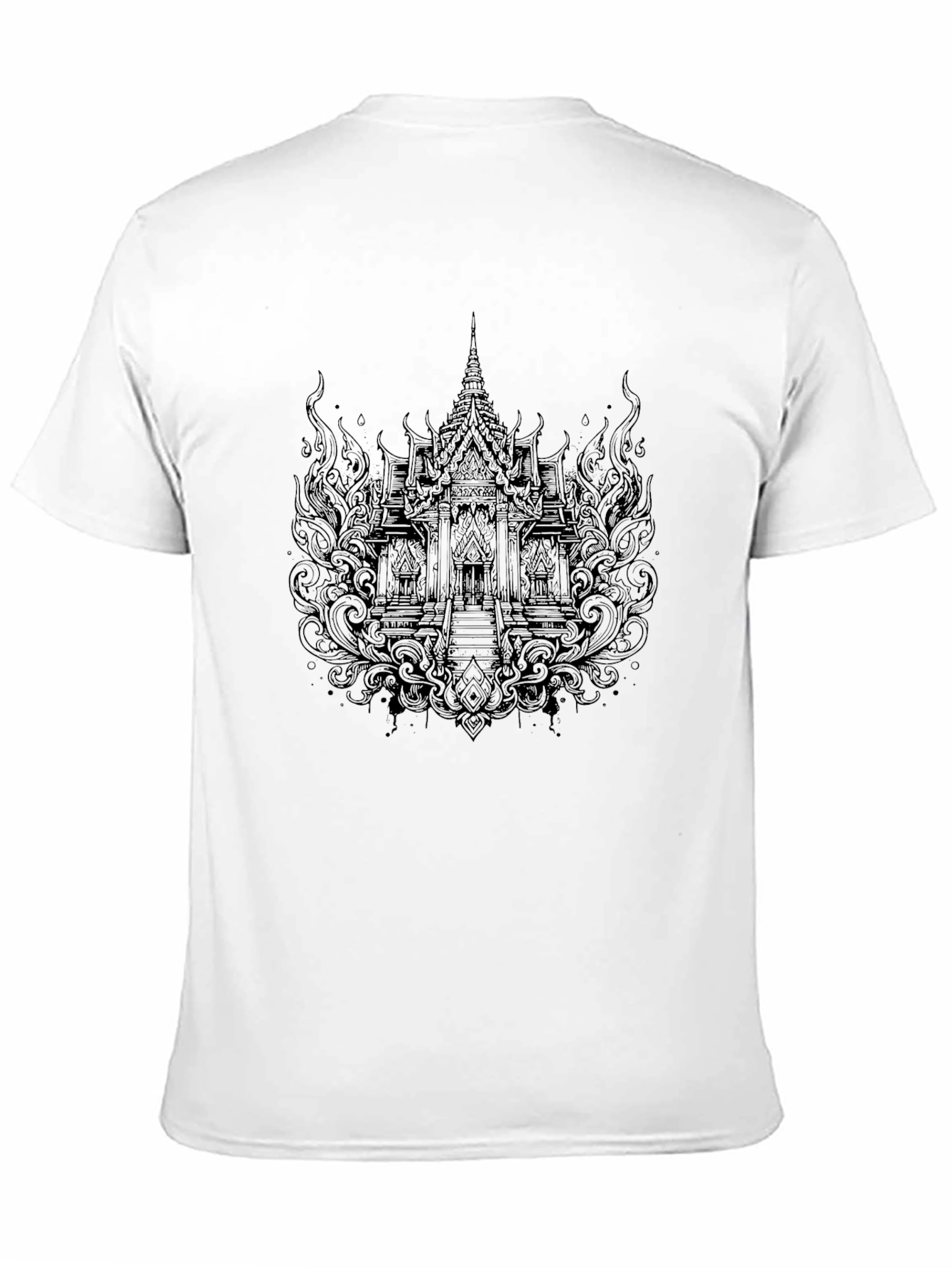Black Men's Black Graphic Tee - Temple Design view 11
