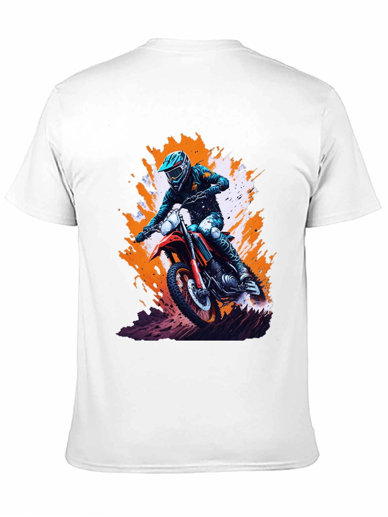 Black Motocross Rider Graphic Tee - Black Cotton Blend Shirt view 11