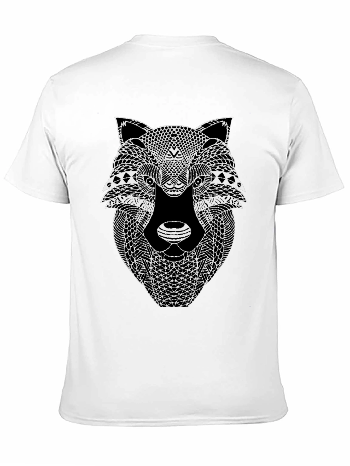 Black Wolf Graphic Print Men's Black T-Shirt view 11
