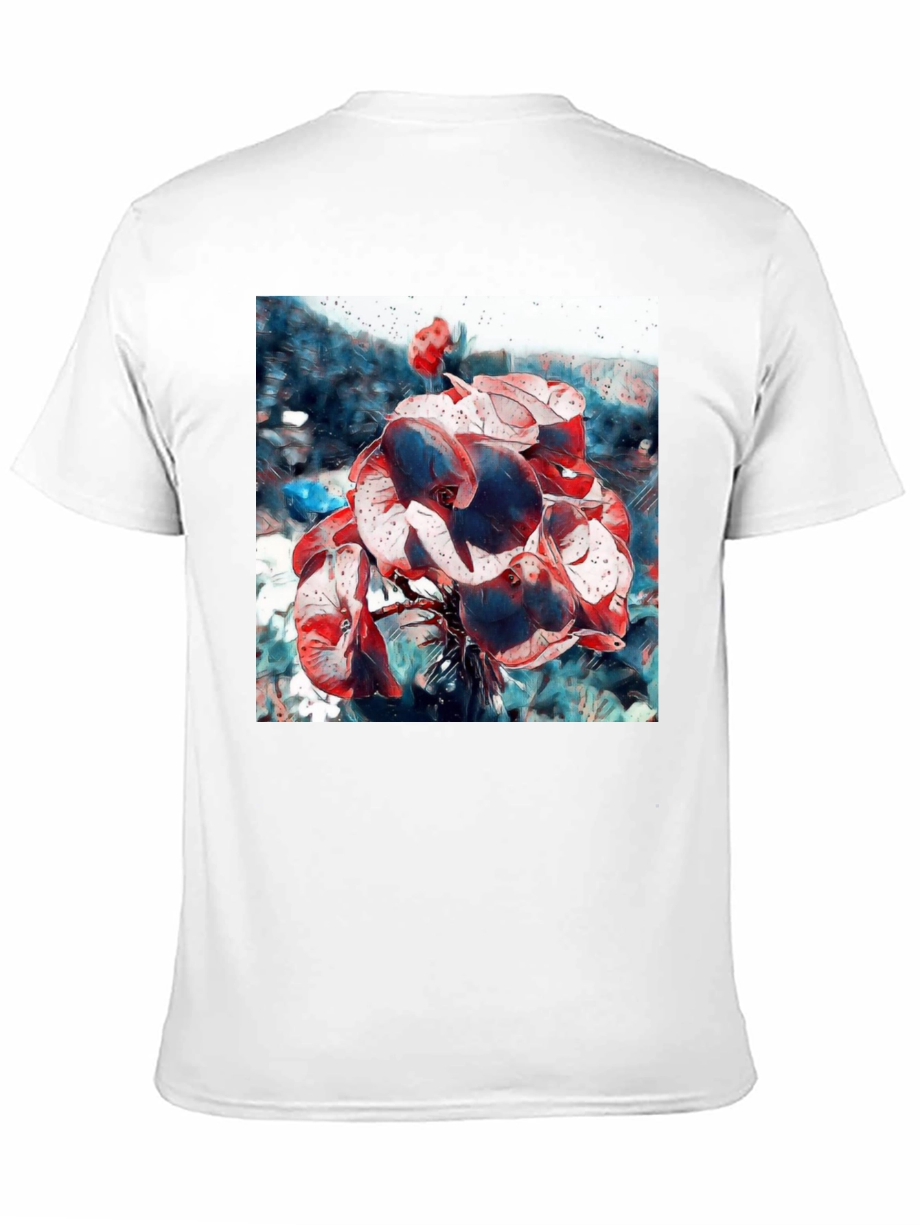 Black Abstract Floral T-Shirt - Artistic Botanical Design view 11