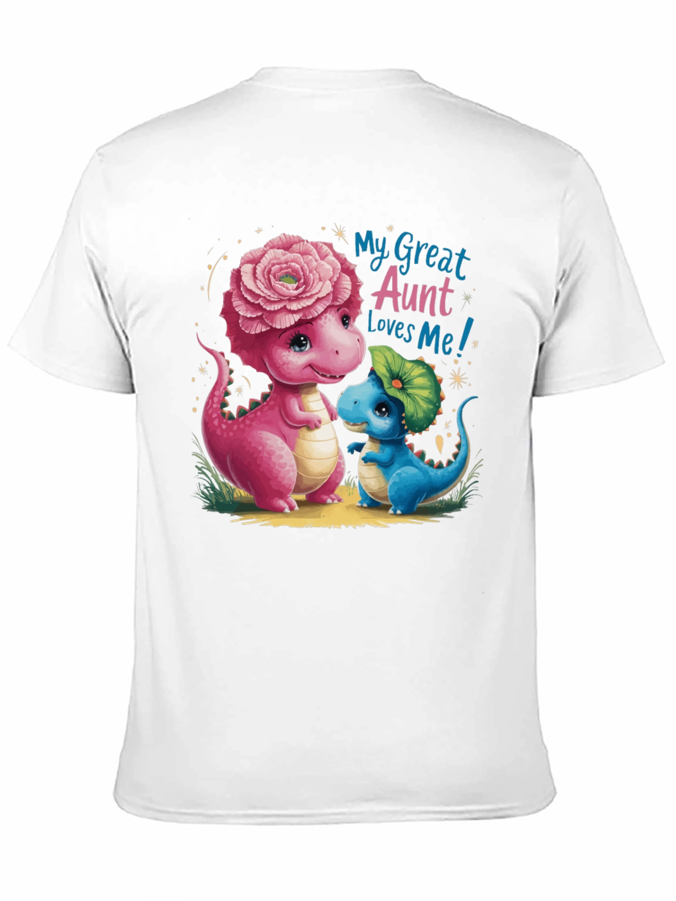 Black Cute Dinosaur 'My Great Aunt Loves Me' Black T-Shirt view 11