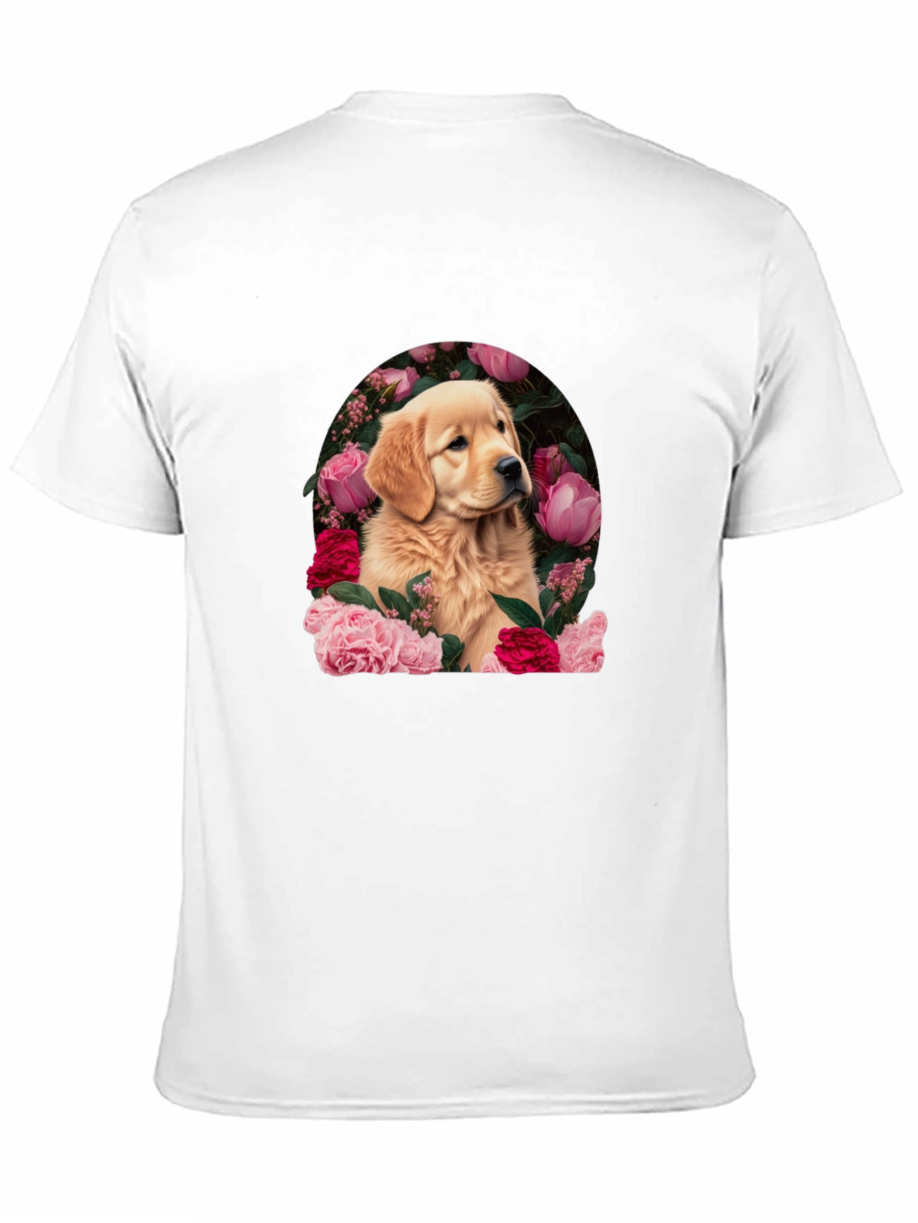 Black Golden Retriever & Floral Black T-Shirt view 11