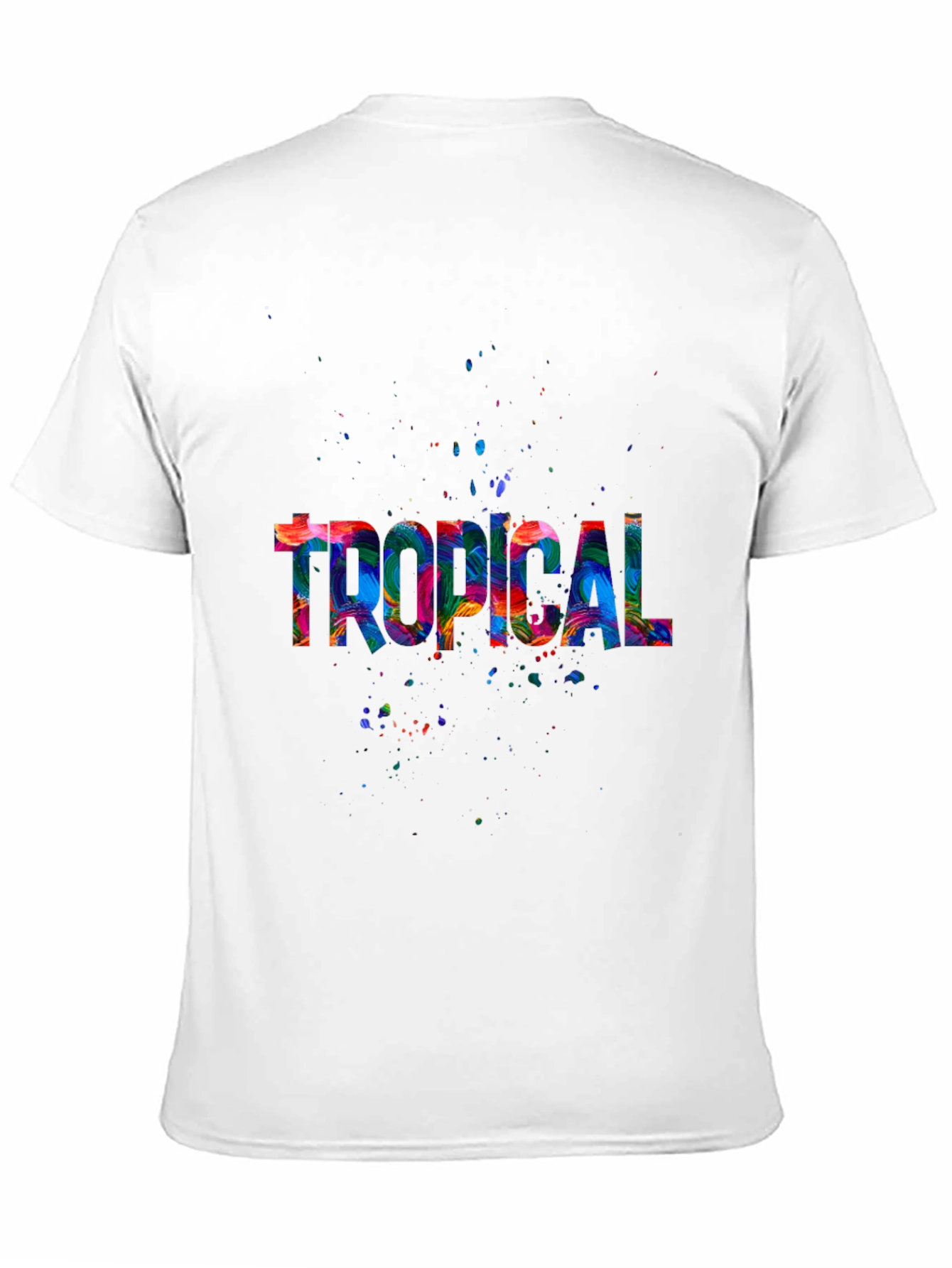 Black Tropical Splash Men's Black T-Shirt view 11