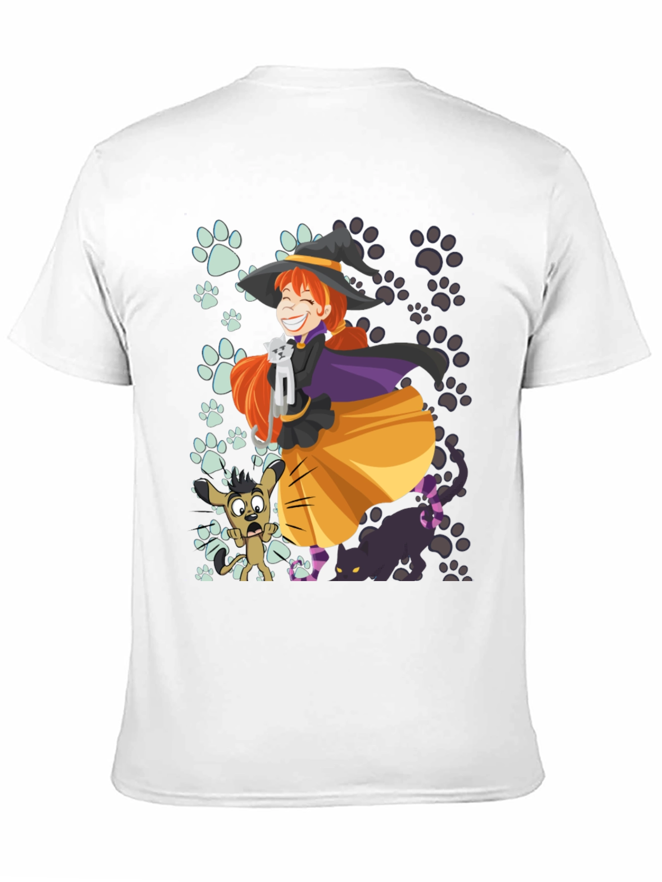 Black Witch and Pets T-Shirt view 11