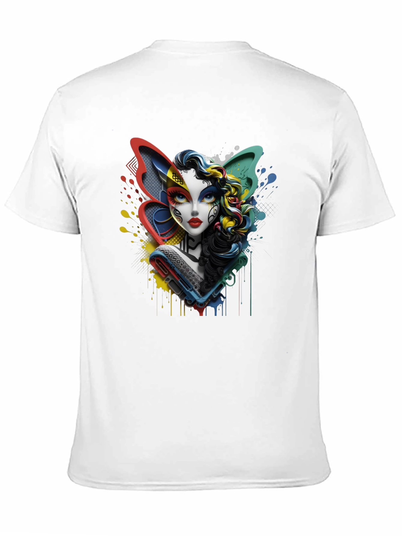 Black Colorful Abstract Woman Graphic Print Black T-Shirt view 11