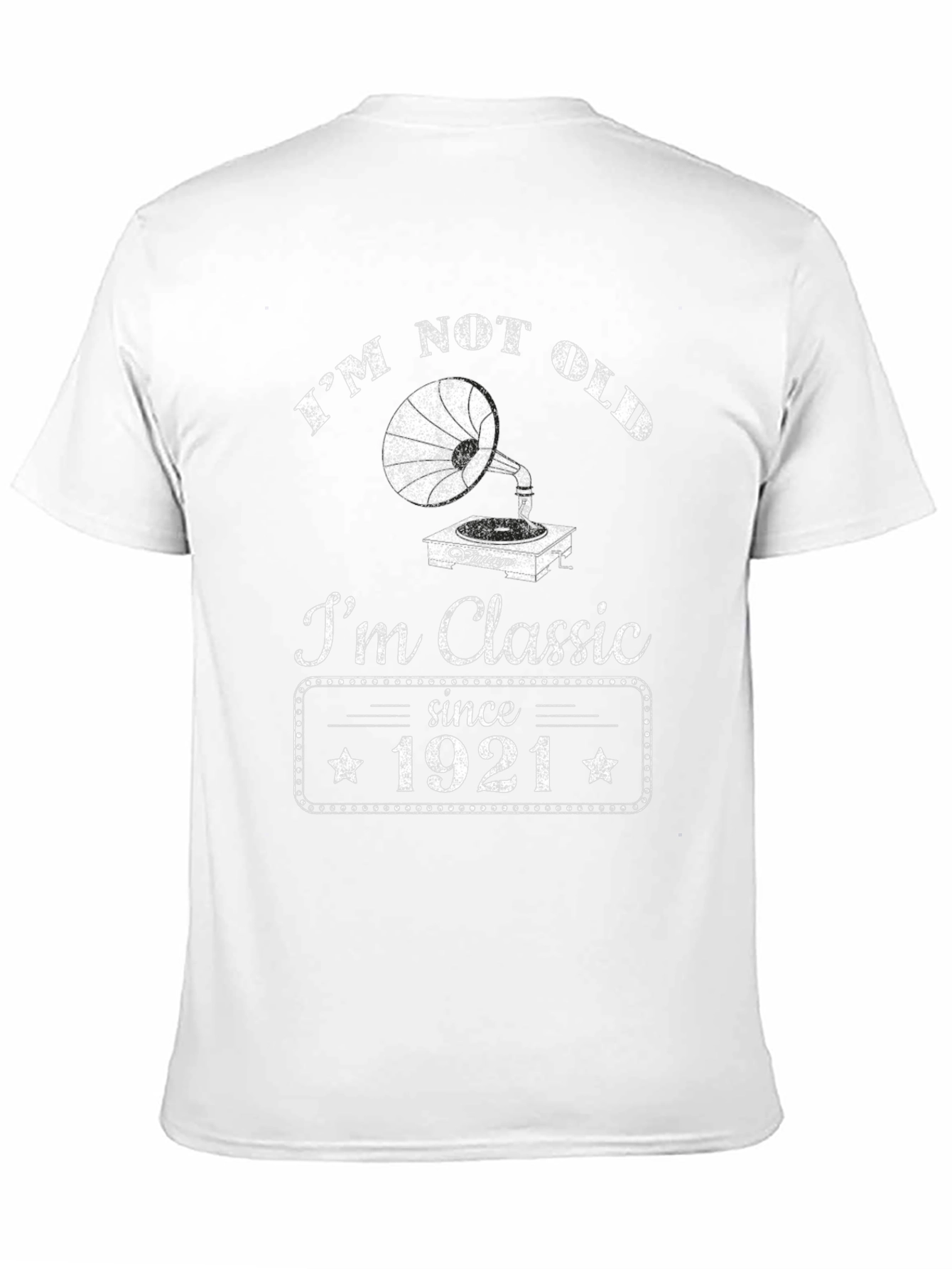 Black Vintage Style 'I'm Classic Since 1921' Black T-Shirt view 11