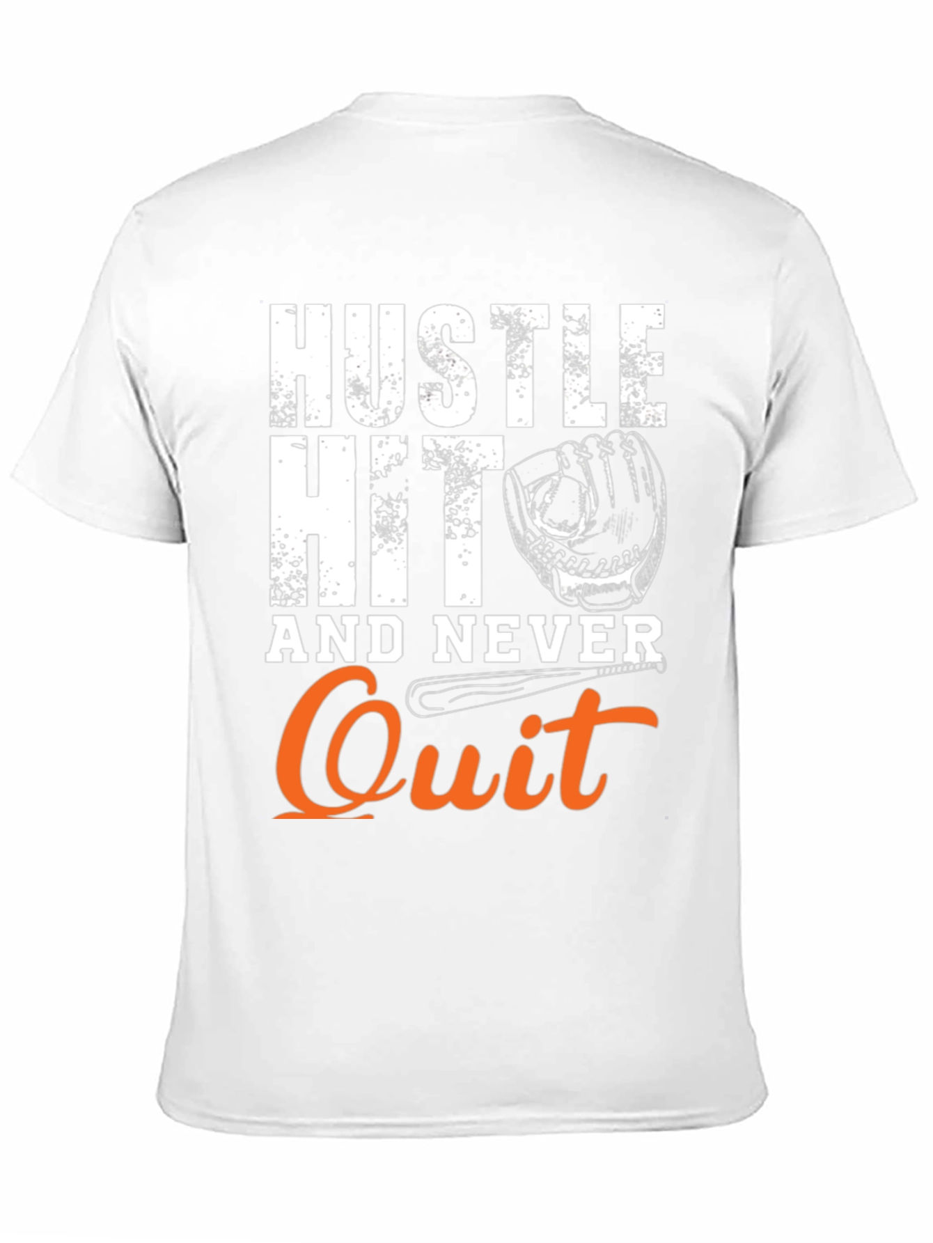 Black Hustle Hit Never Quit Baseball T-Shirt view 11