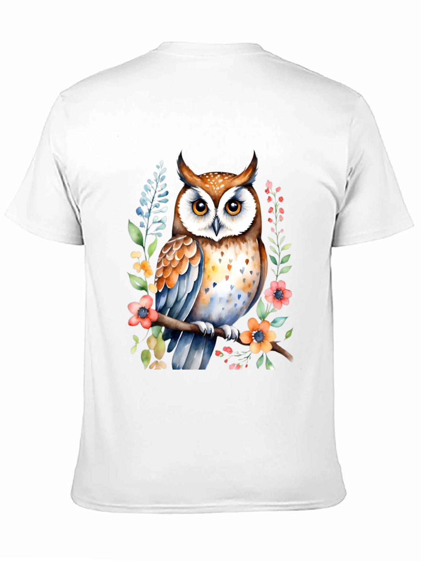 Black Owl Watercolor Graphic Tee - Unique Floral Design view 11