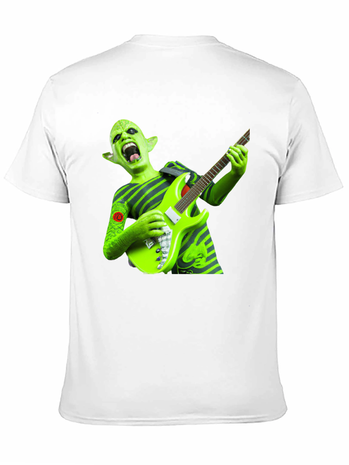 Black Green Alien Guitarist Graphic Tee view 11