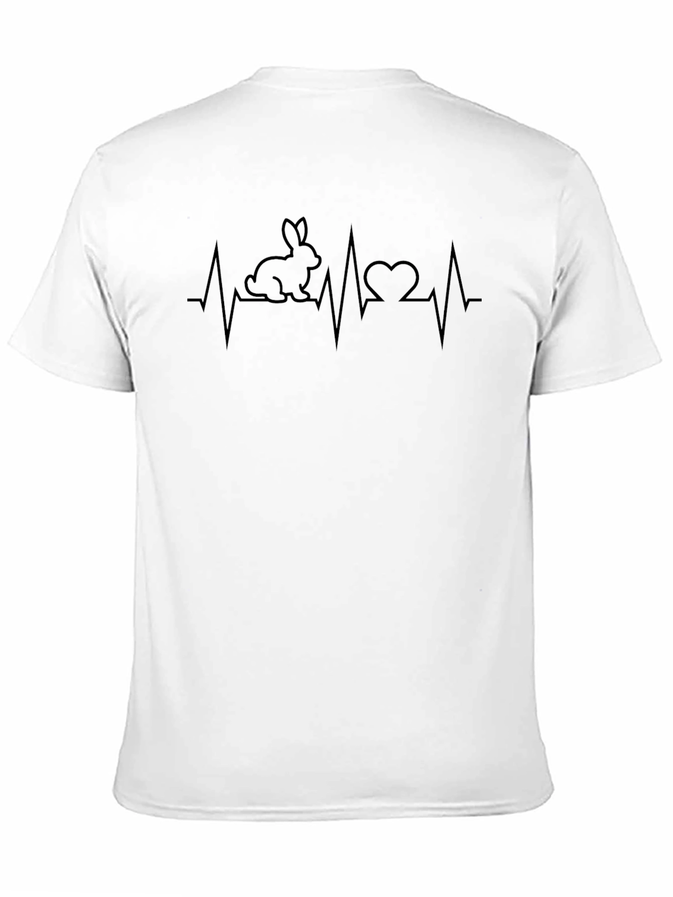 Black Bunny Heartbeat Graphic Tee - Black Unisex T-Shirt view 11