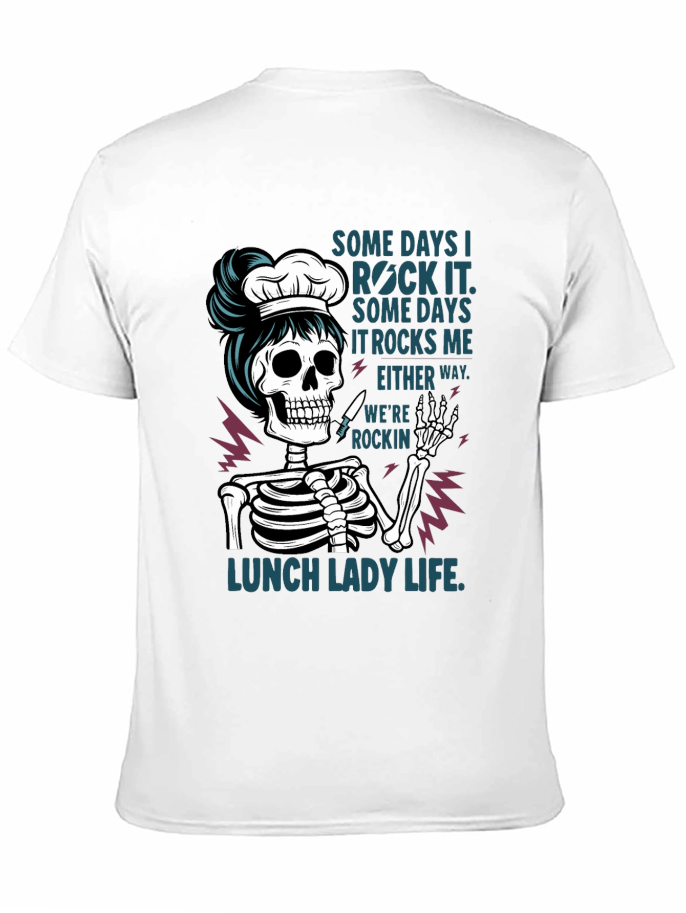 Black Lunch Lady Skeleton T-Shirt - Rockin' Life Tee view 11