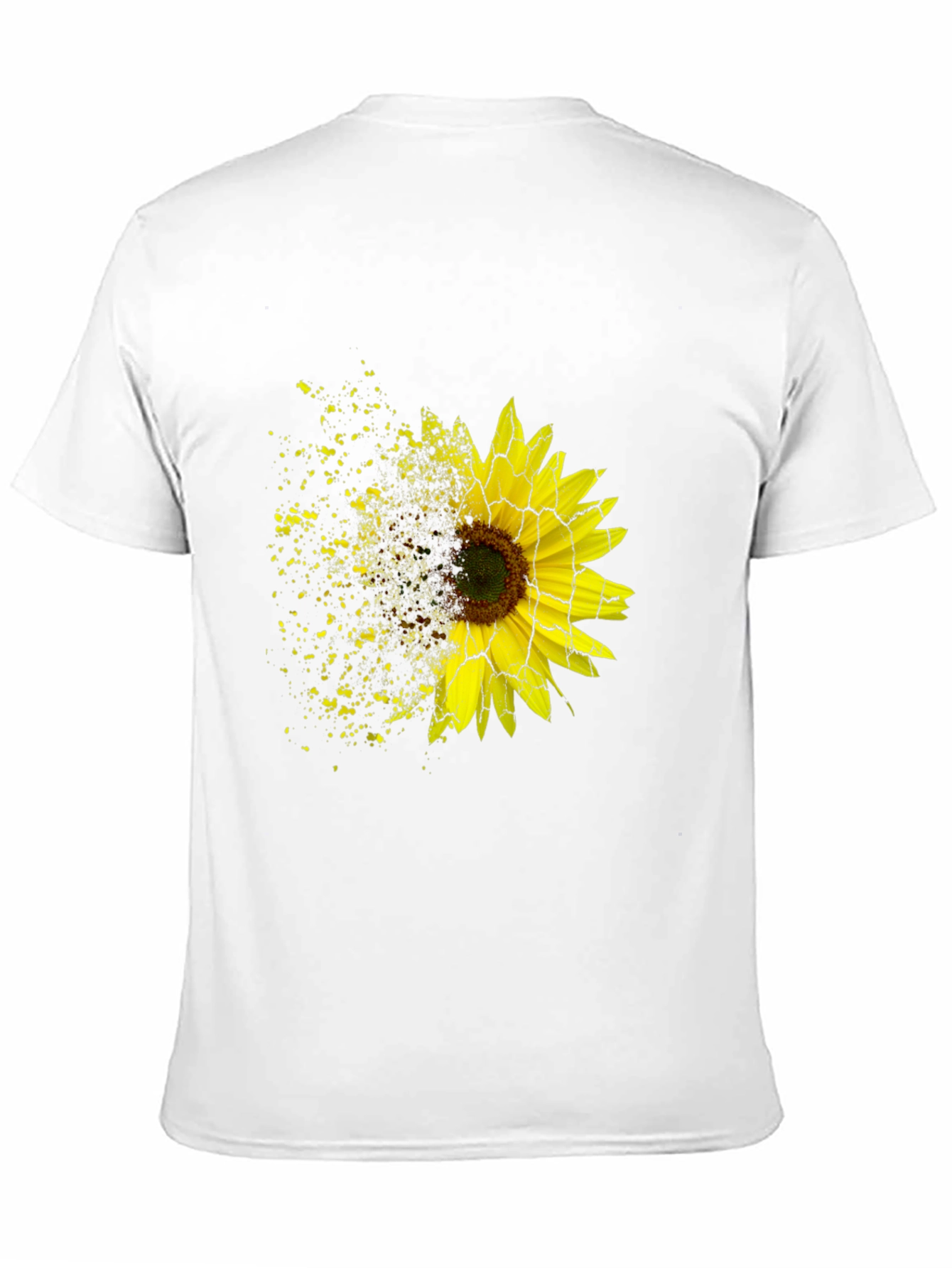 Black Sunflower Shatter Print Black T-Shirt view 11