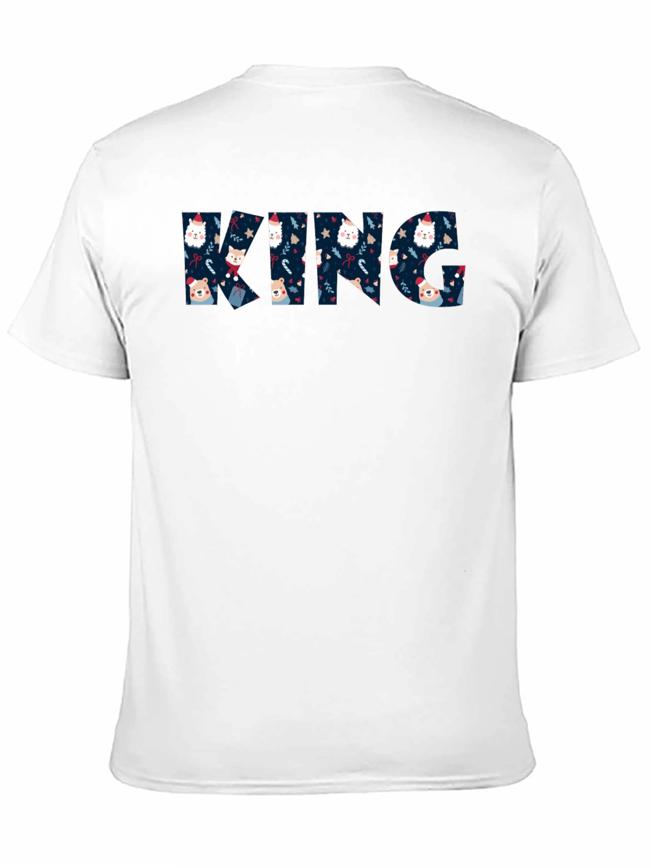 Black King Christmas Pattern Crew Neck T-Shirt view 11
