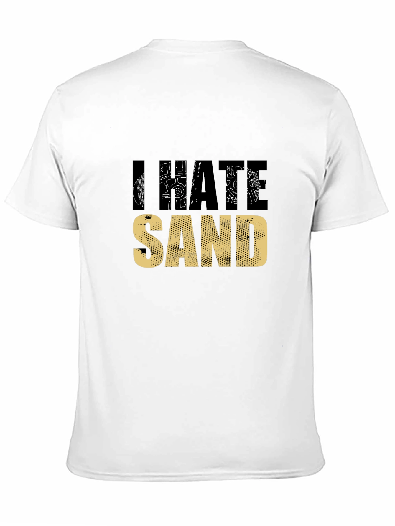 Black I Hate Sand Graphic Print Black T-Shirt view 11